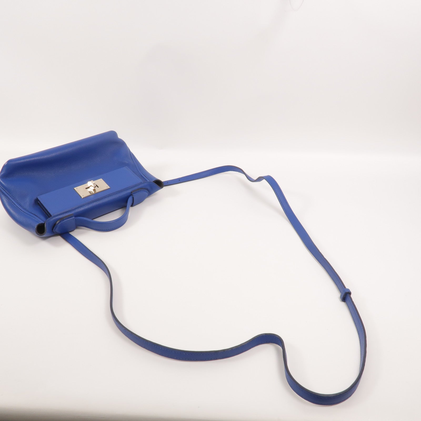 HERMES Evercolor皮革24/24 Mini手挽肩背兩用袋Bleu France