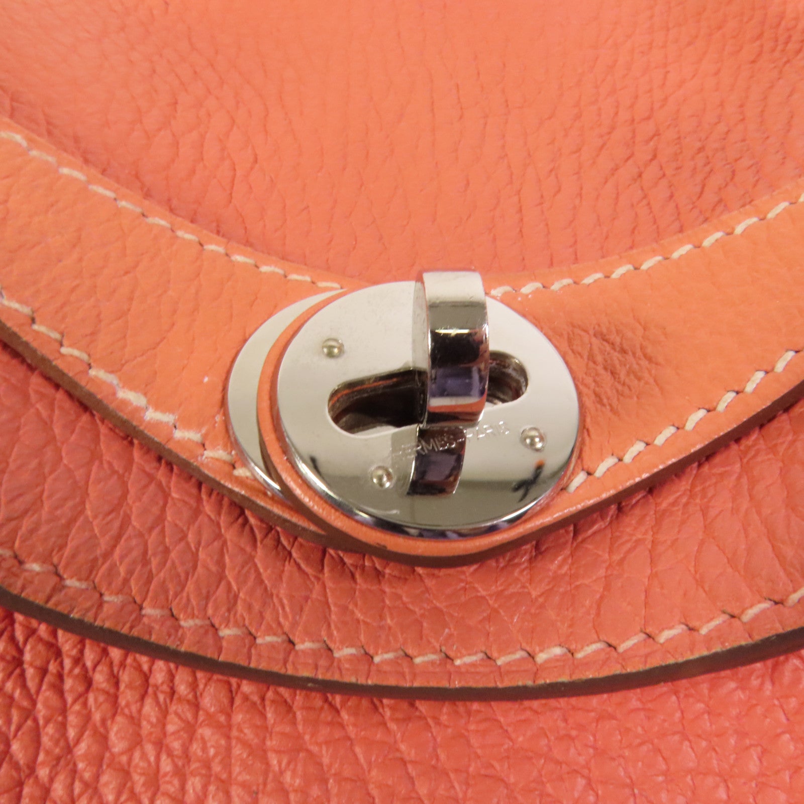 HERMES Clemence皮革Lindy 26銀扣手挽肩背兩用袋Flamingo