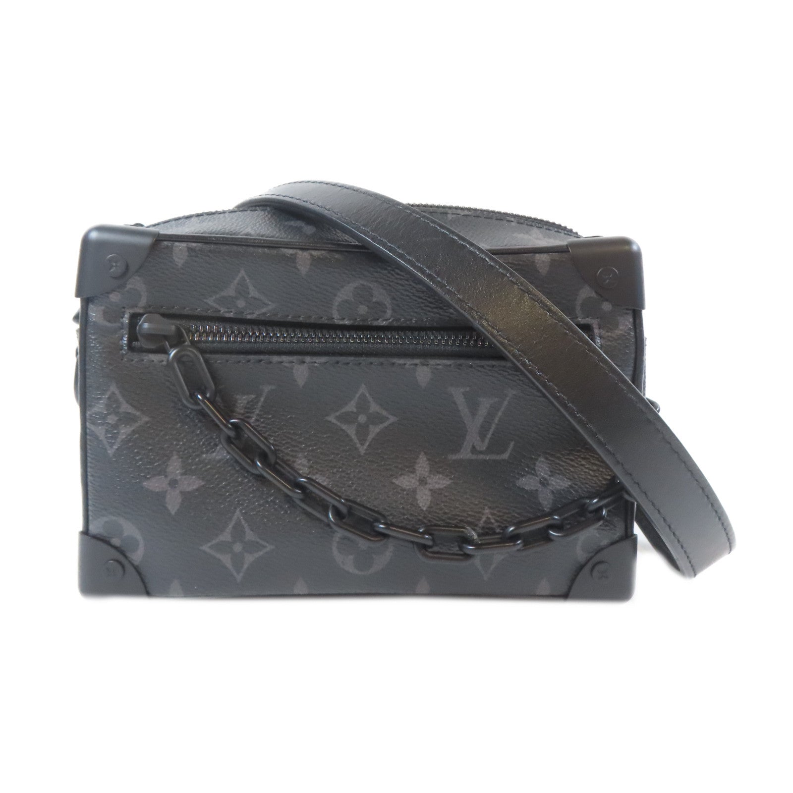 LOUIS VUITTON Monogram Eclipse Soft Trunk黑扣肩背袋黑色