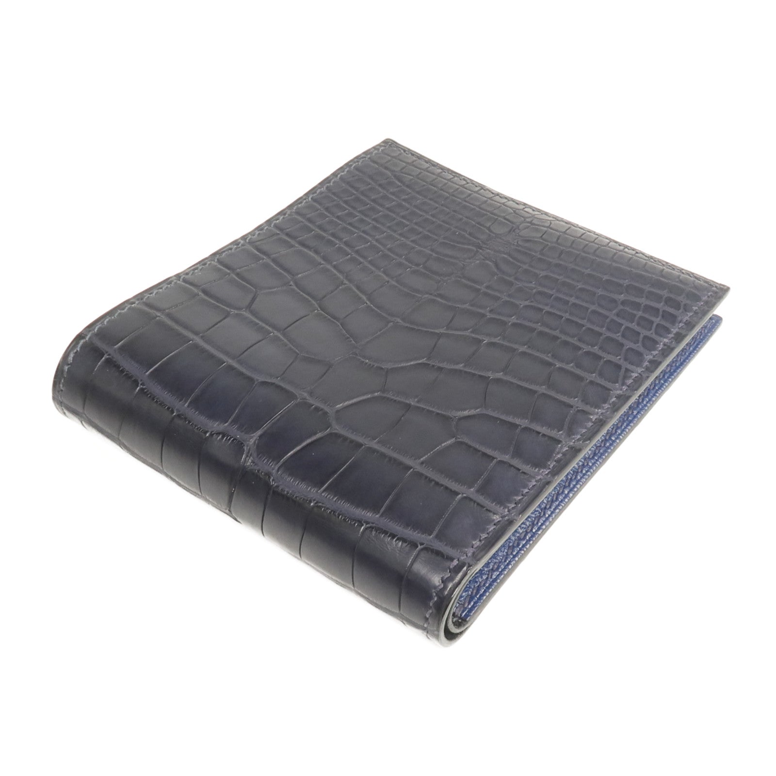 HERMES Alligator Mat皮革MC2 Copernic Wallet錢包Noir/Bleu Indigo/Bleu Marine