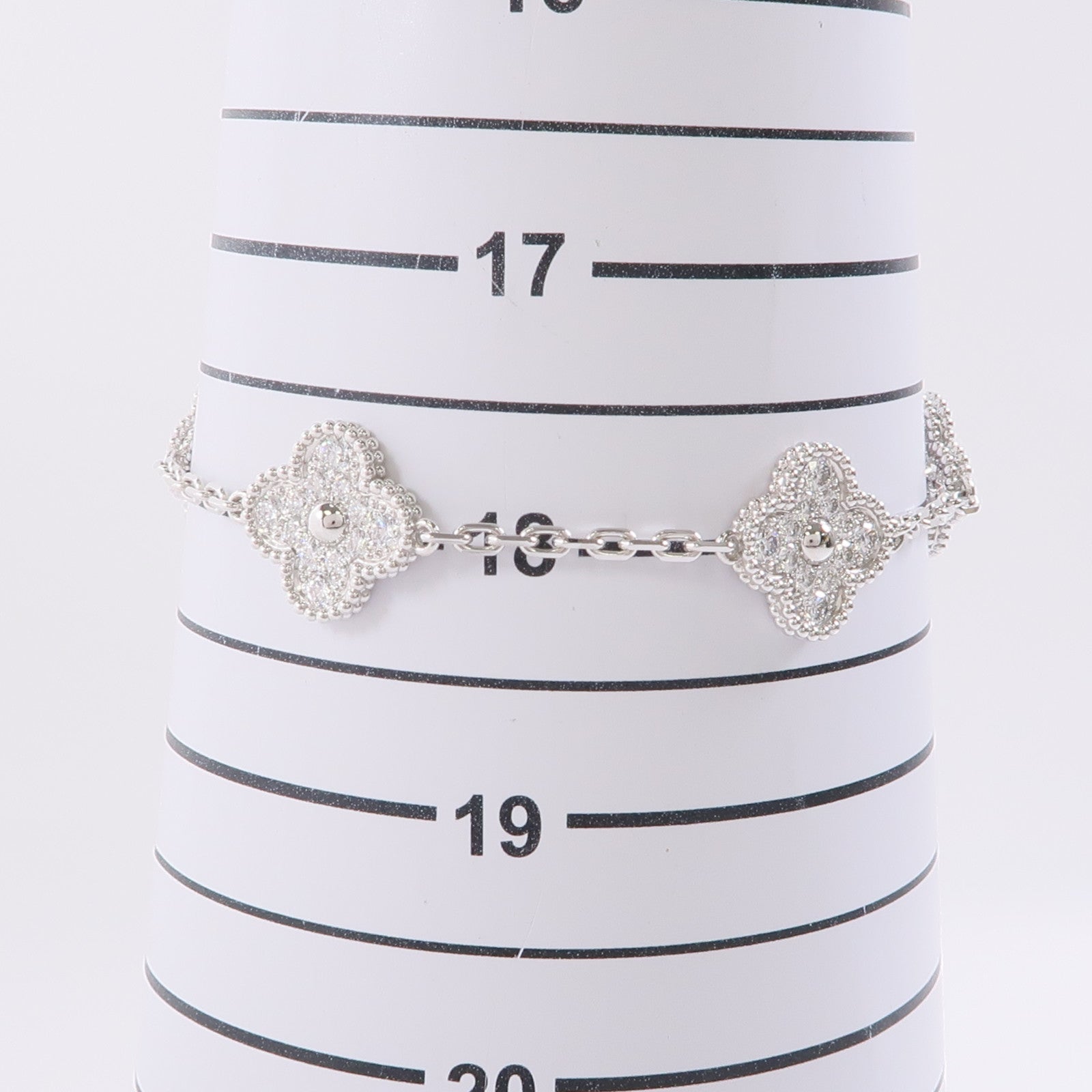Van Cleef & Arpels 18K白金/鑽石Vintage Alhambra 5 motifs手鏈