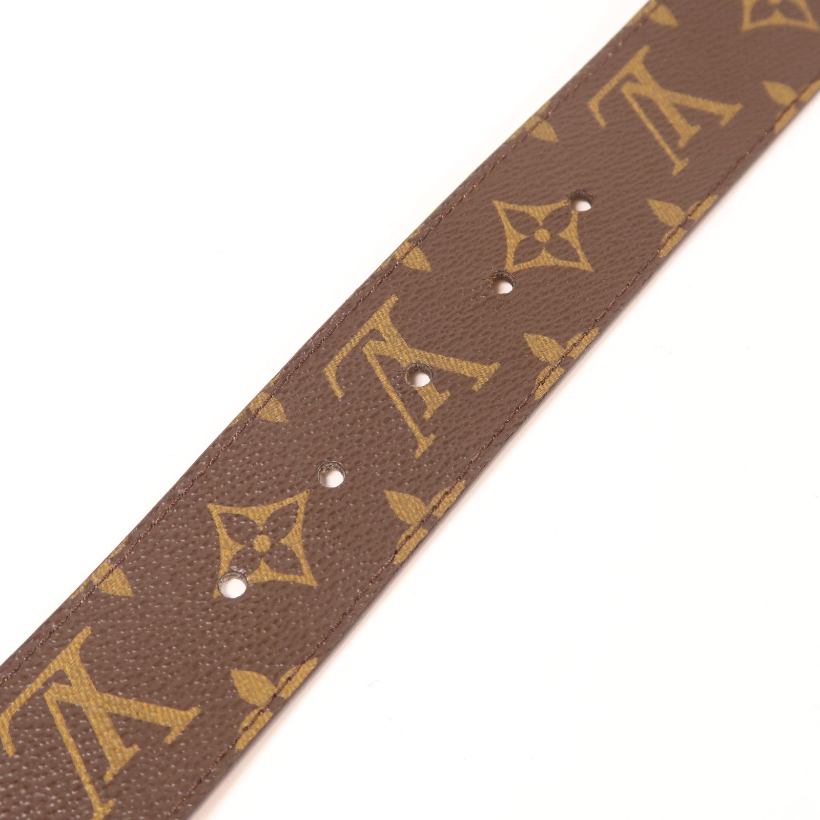LOUIS VUITTON Monogram Initiales Belt金扣皮帶棕色