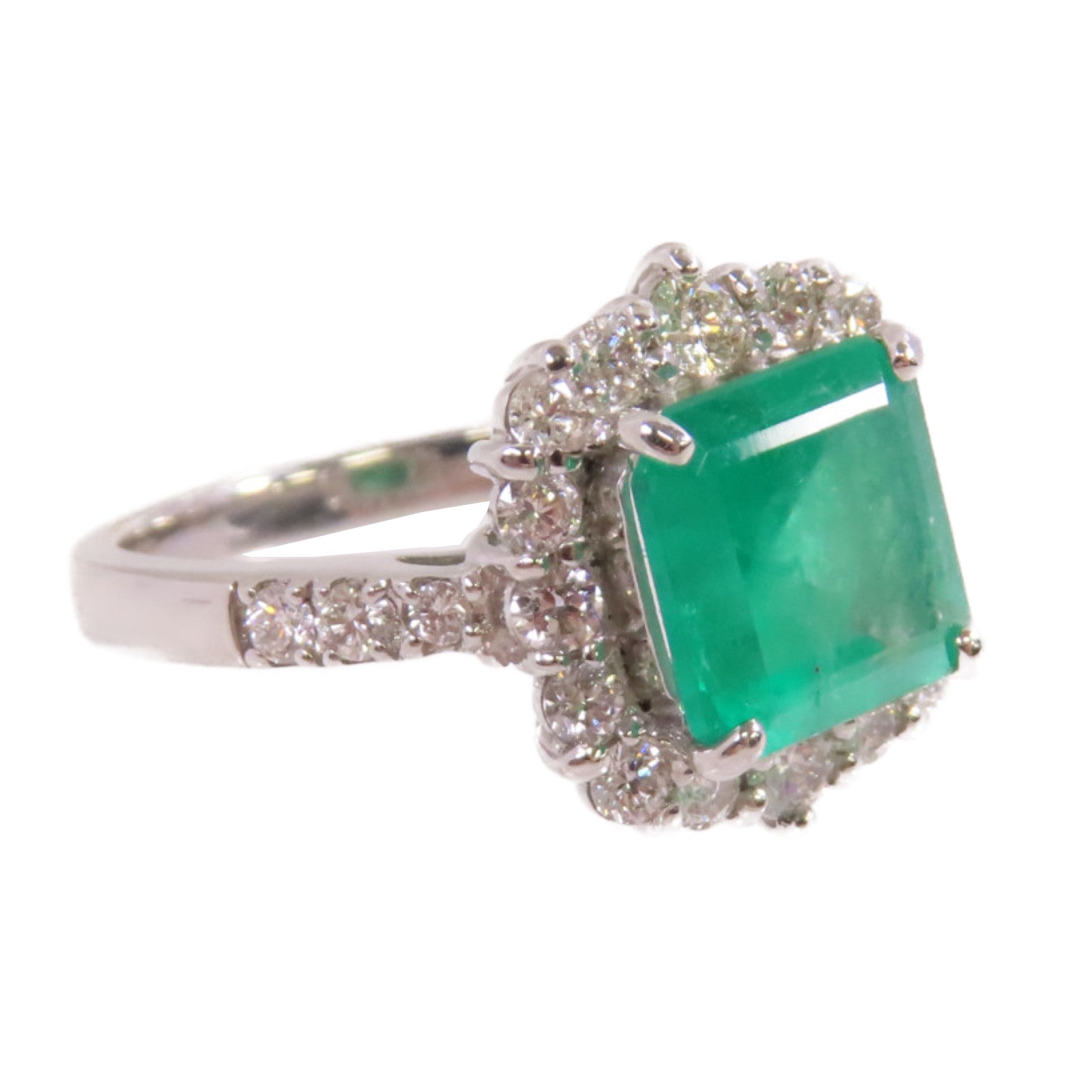JEWELRY PT950鉑金/2.21ct綠寶石/0.65ct鑚石Emerald Diamond Ring戒指US#5.75