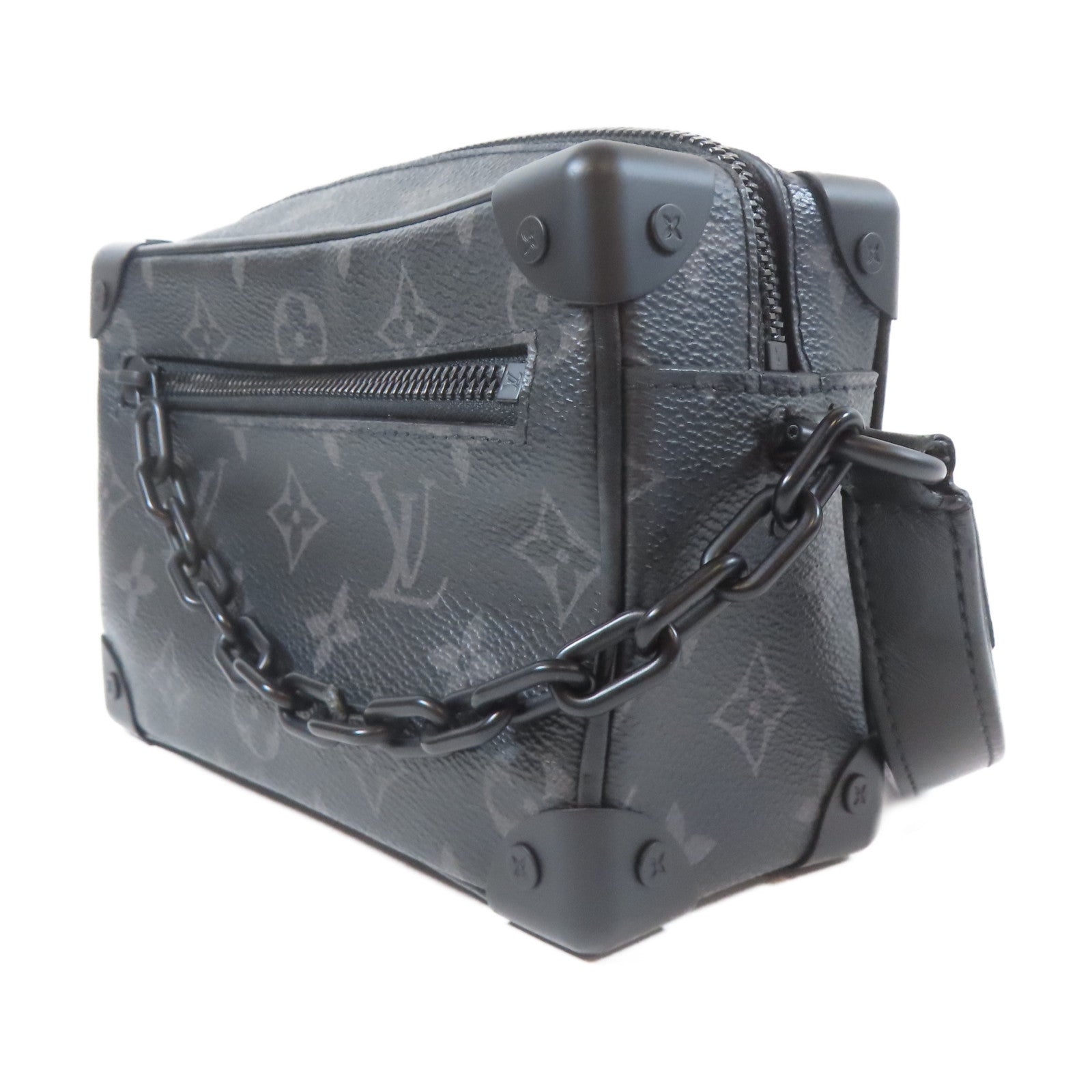 LOUIS VUITTON Monogram Eclipse Soft Trunk黑扣肩背袋黑色