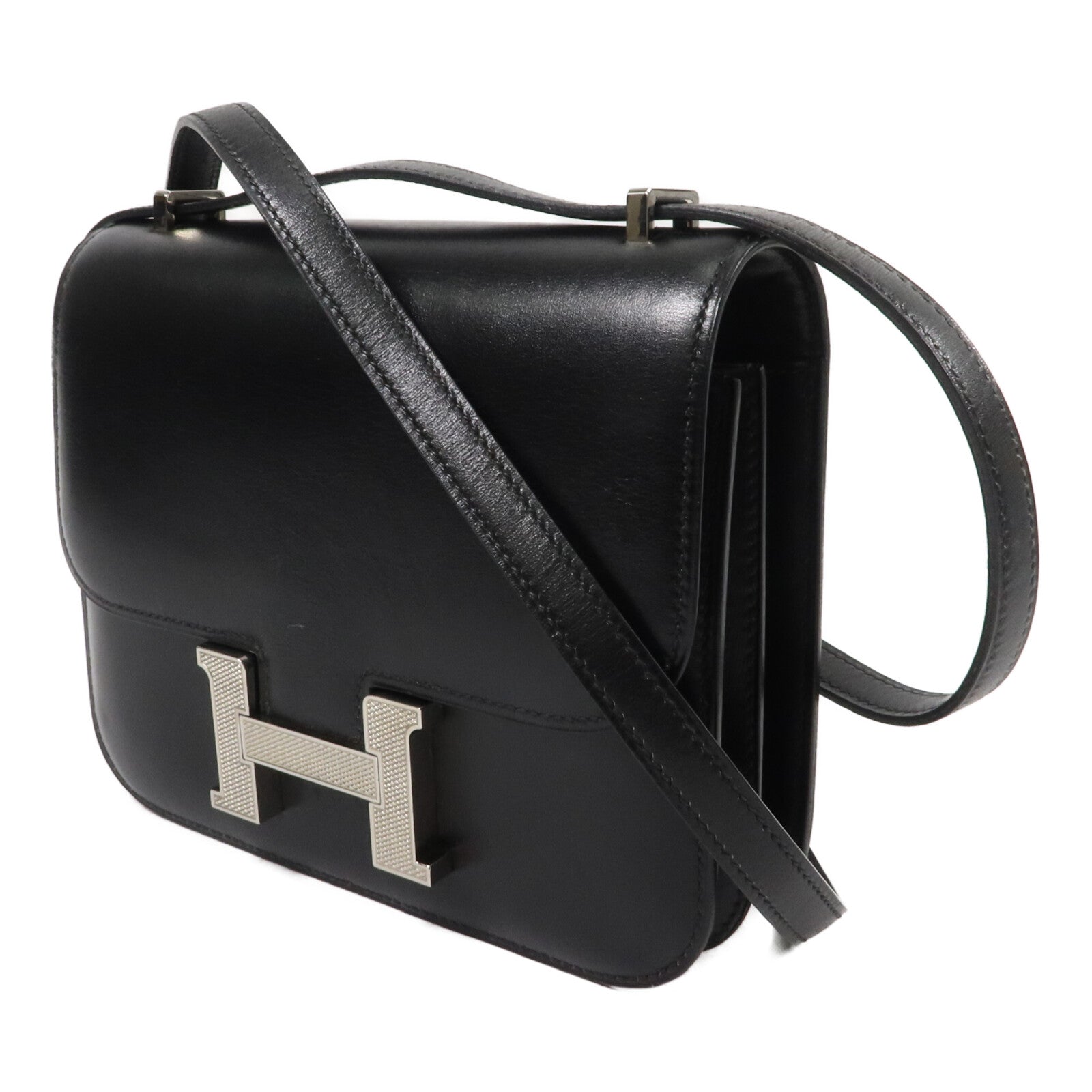 HERMES Box皮革Constance Mini肩背袋Noir