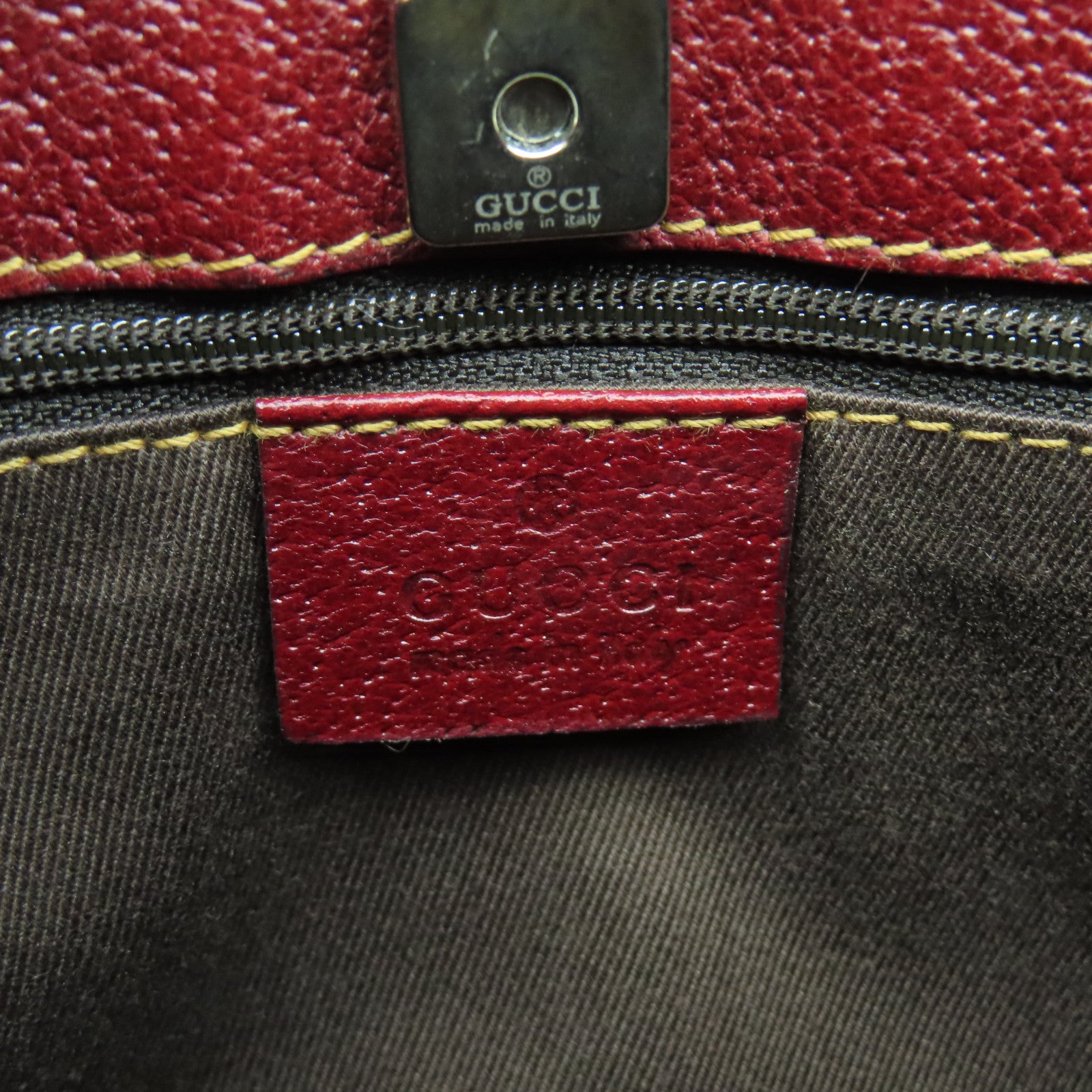 GUCCI 【清倉大減價】帆布/皮革Shoulder Bag銀扣肩背袋啡色/紅色