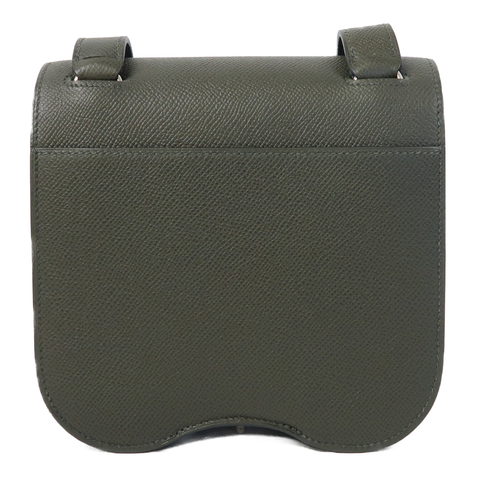 HERMES Epsom皮革Della Mini銀扣肩背袋Vert de Gris/灰色