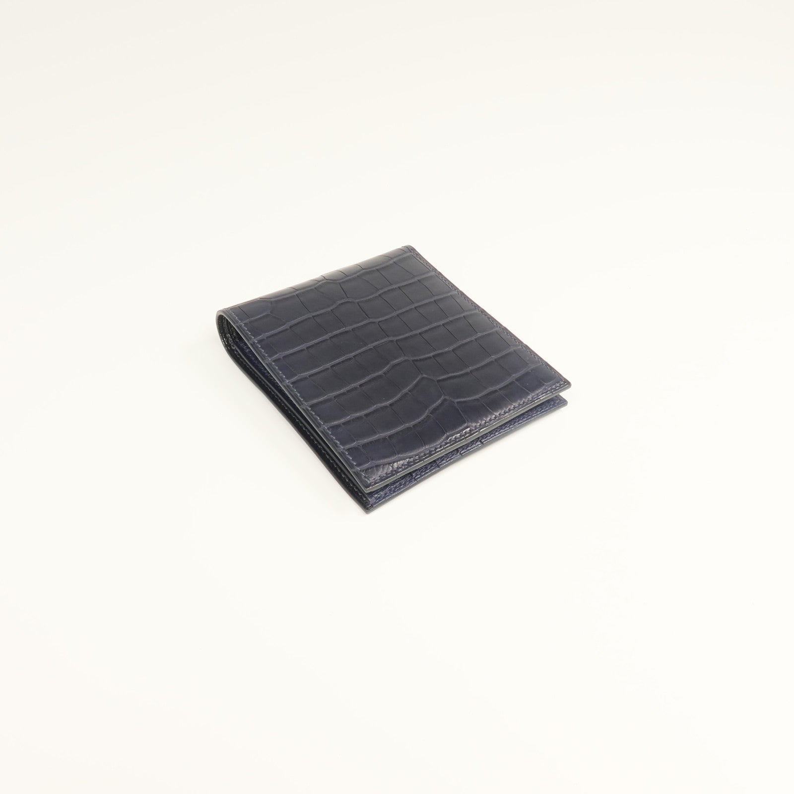 HERMES Alligator Mat皮革MC2 Copernic Wallet錢包Noir/Bleu Indigo/Bleu Marine