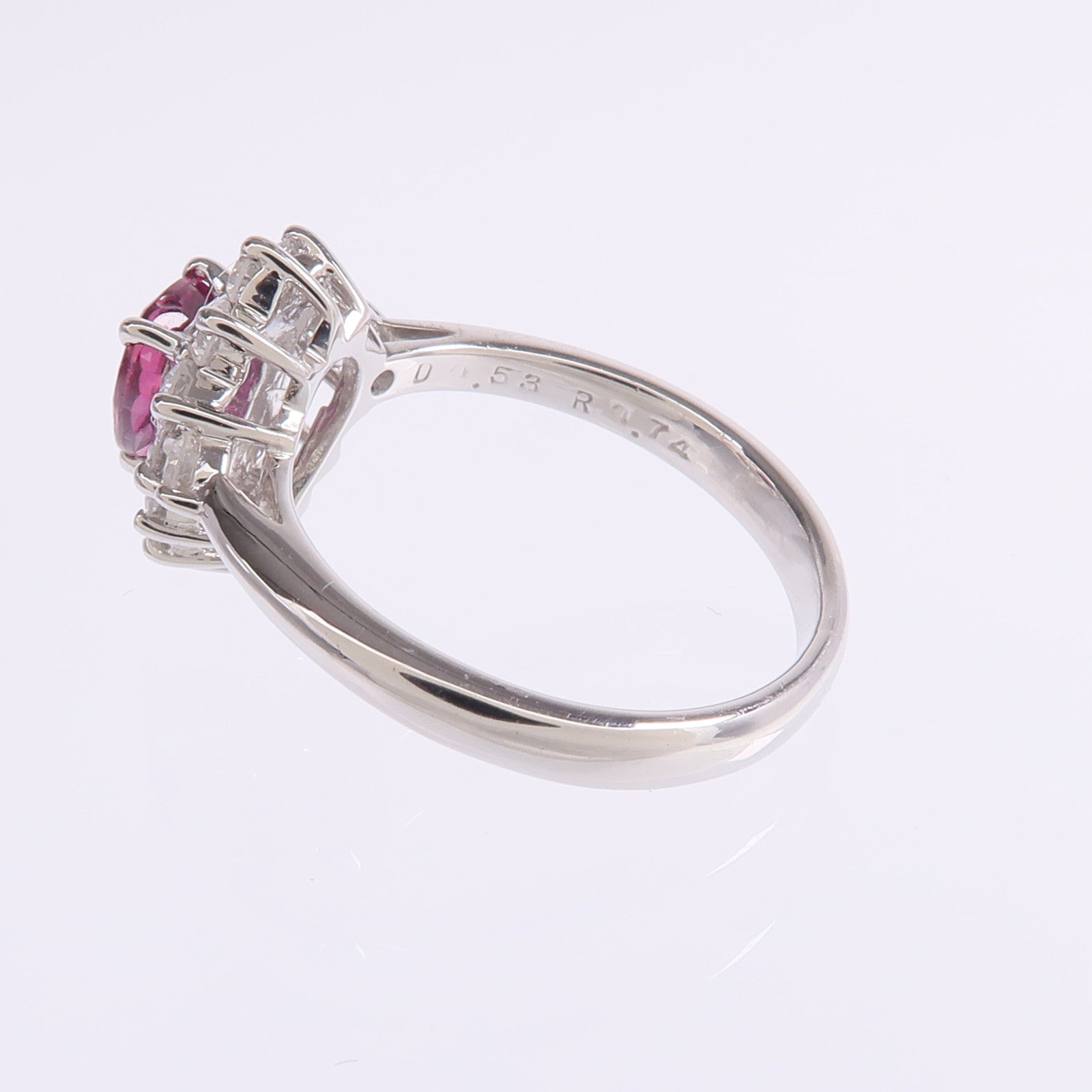 JEWELRY 【激減優惠】PT850鉑金Ruby Diamond Ring紅寶石/鑽石戒指US#5