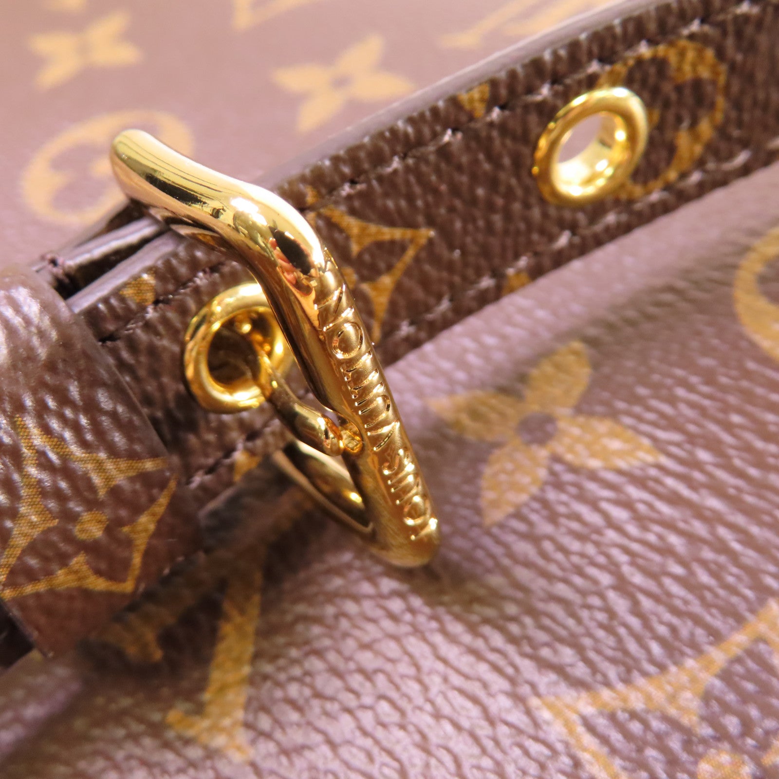 LOUIS VUITTON Monogram Sac Plat PM 2Way Tote Bag金扣手挽肩背兩用袋啡色