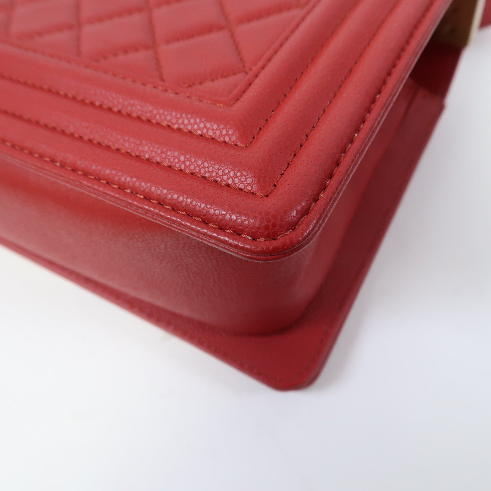 CHANEL 【激減優惠】菱格Caviar皮革Chain Shoulder Bag金扣鏈帶肩背袋紅色