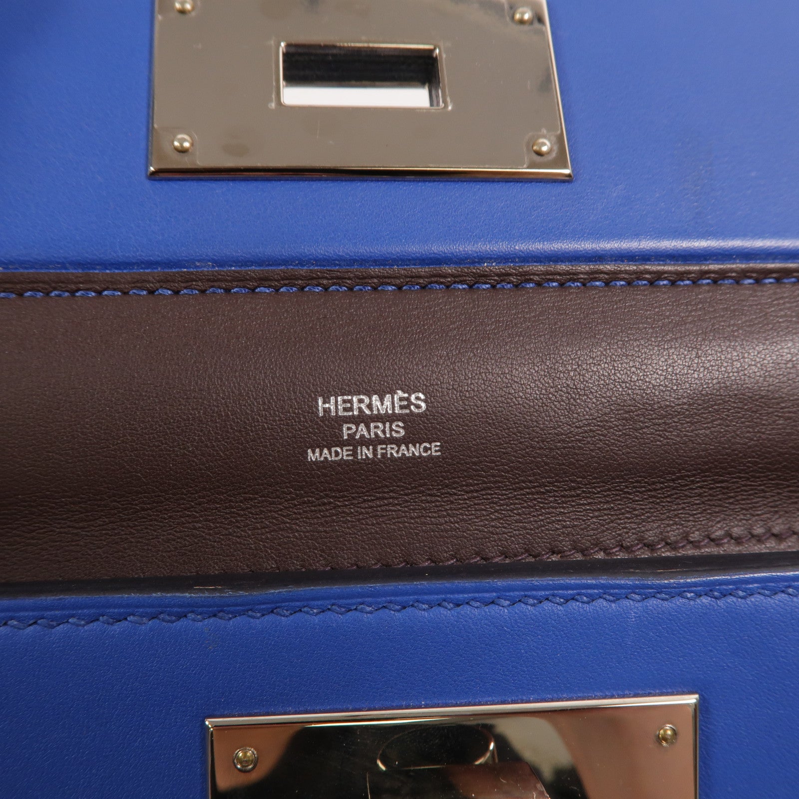 HERMES Evercolor皮革24/24 Mini手挽肩背兩用袋Bleu France