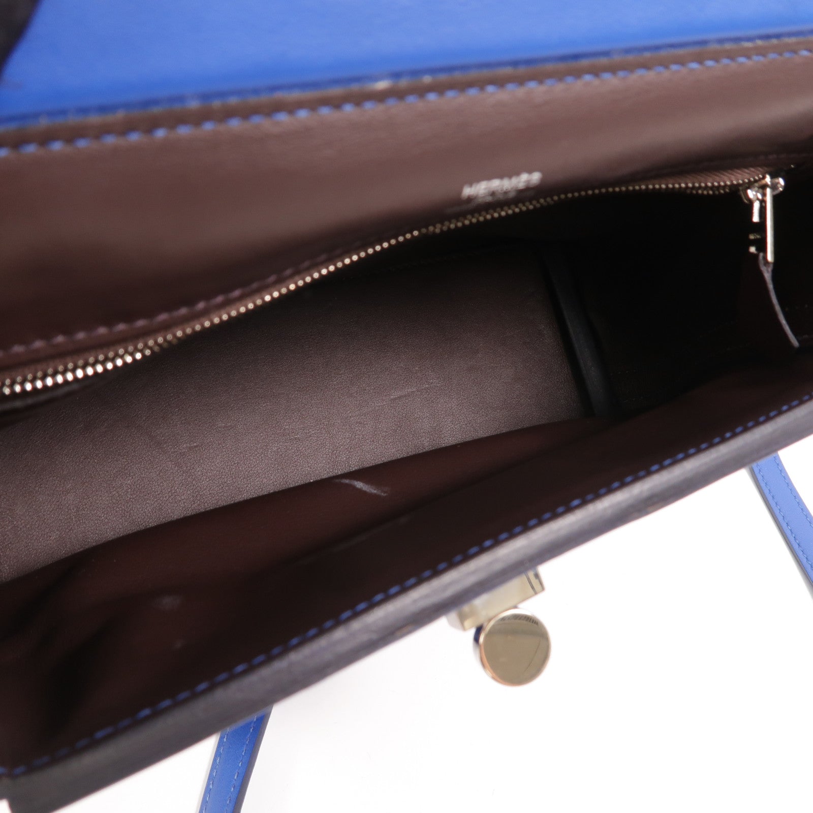 HERMES Evercolor皮革24/24 Mini手挽肩背兩用袋Bleu France