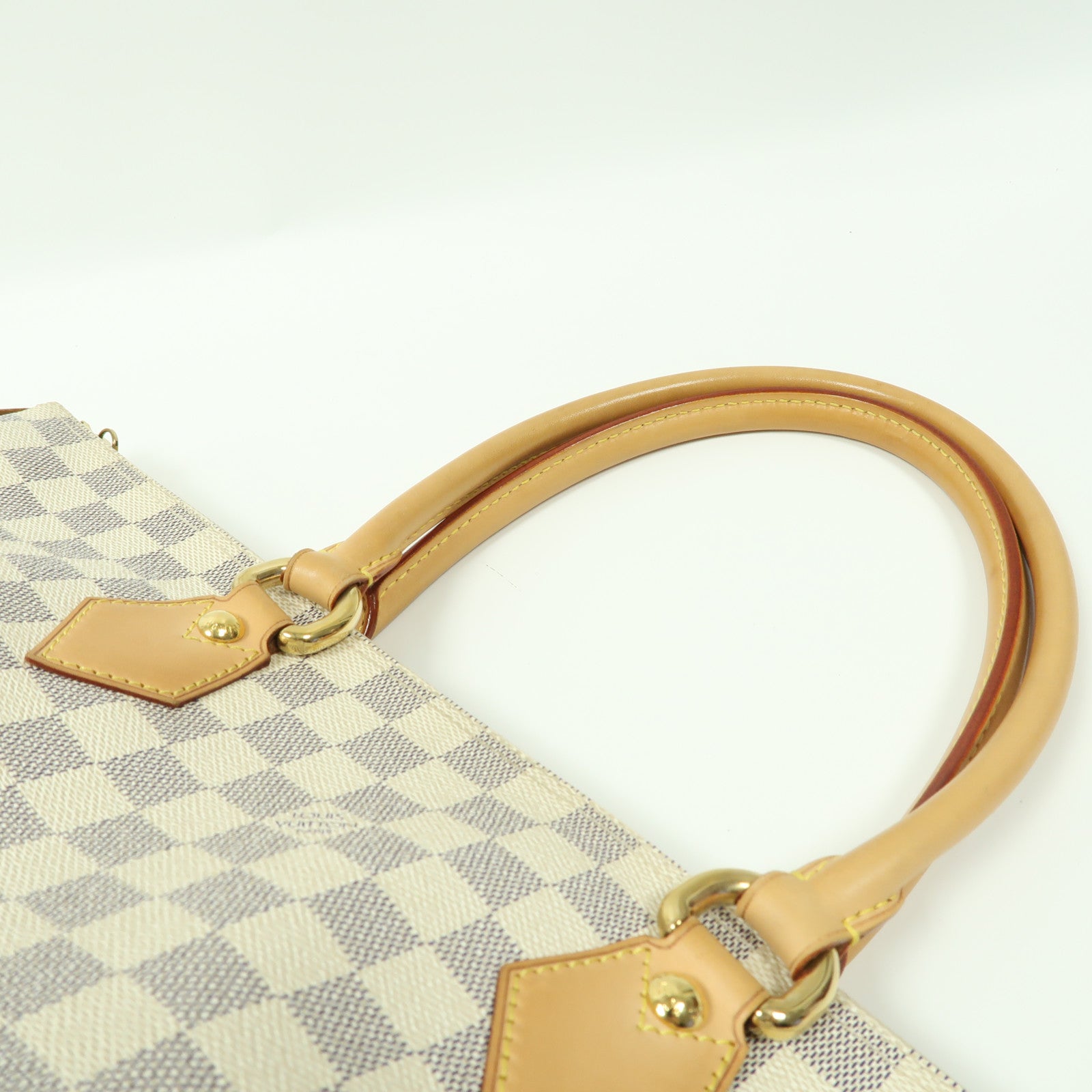 LOUIS VUITTON Damier Azur Saleya MM金扣肩背袋白色