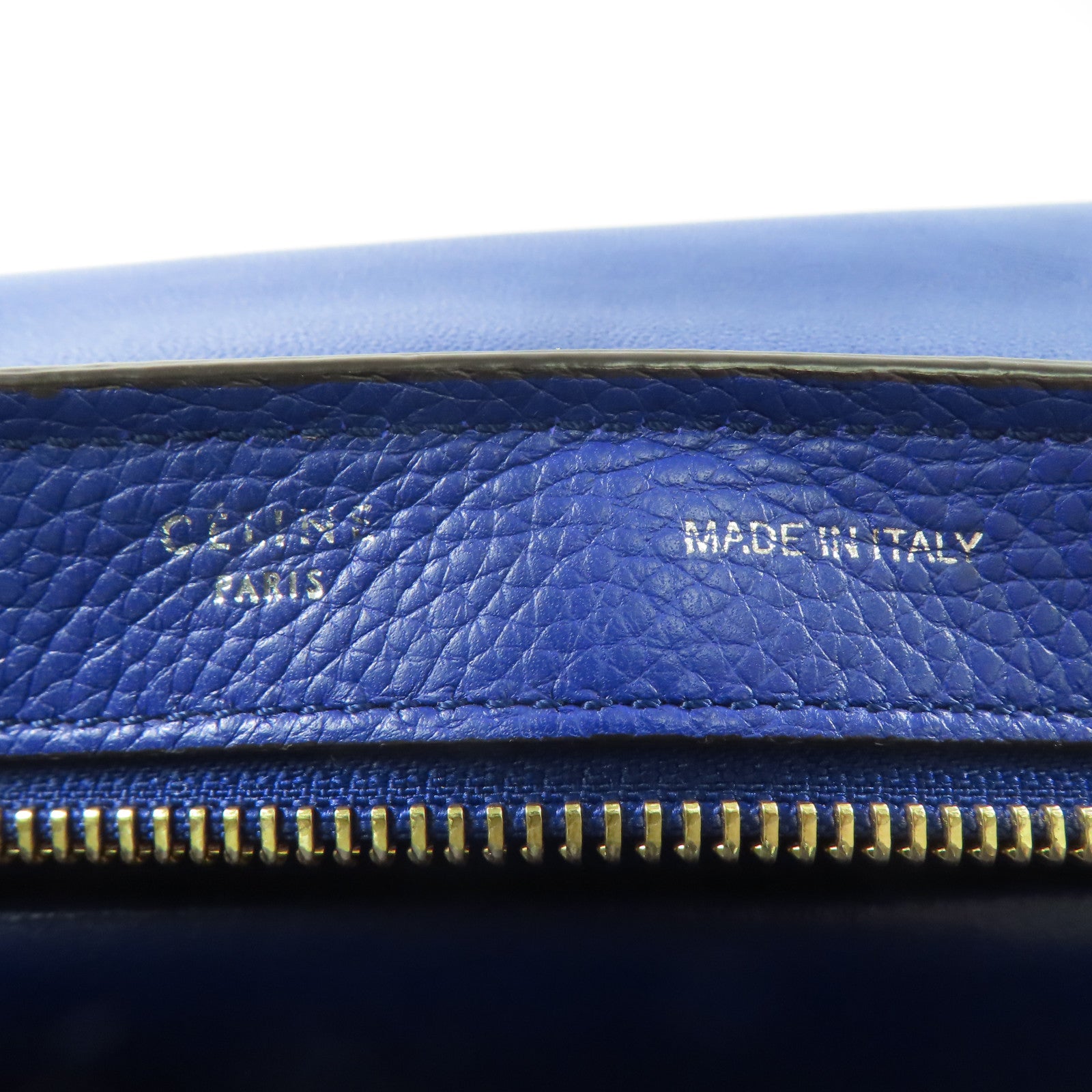 CELINE 牛皮皮革Trapeze MM金扣手挽肩背兩用袋藍色