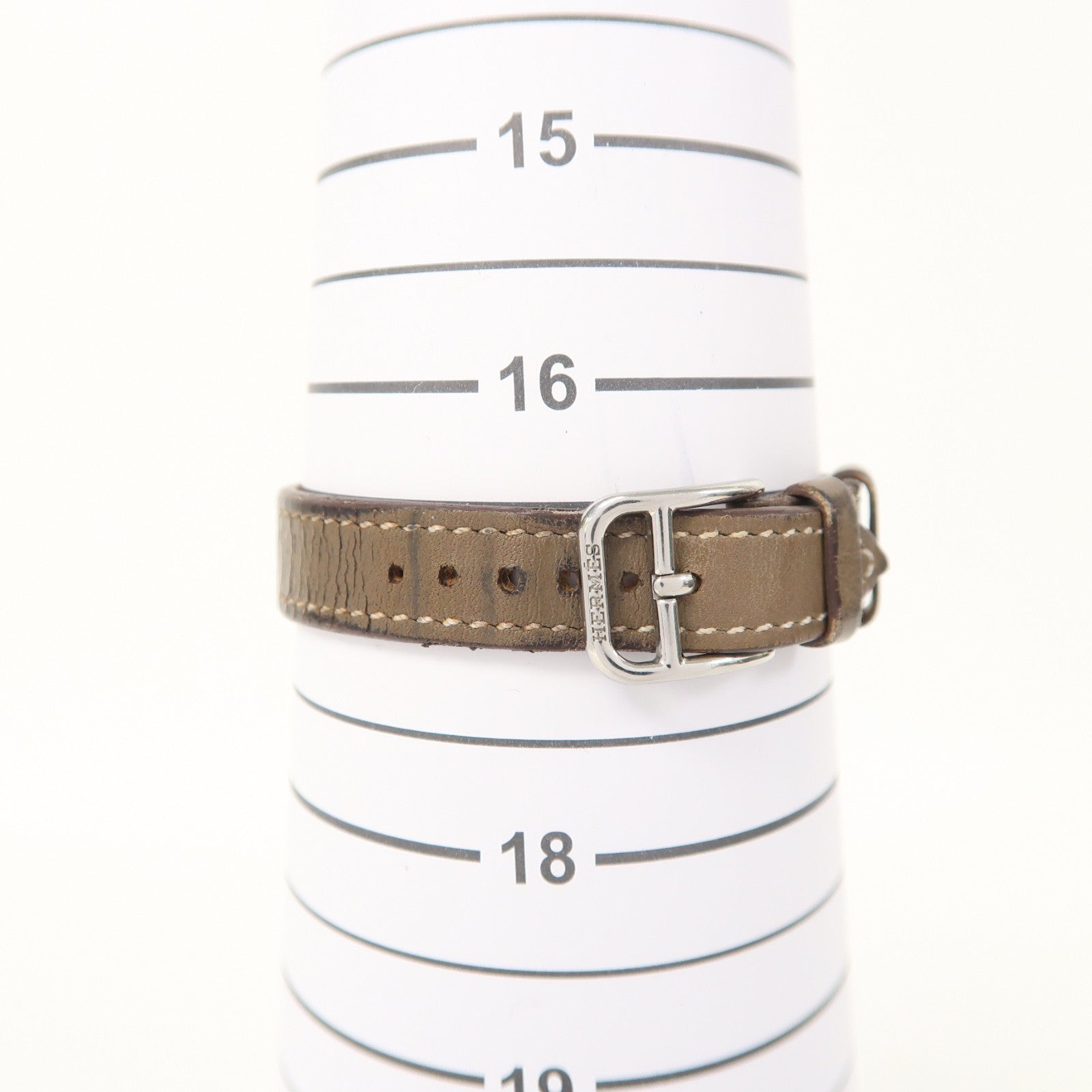 HERMES Cape Cod金屬/Evercolor皮革手錶石英機芯白色