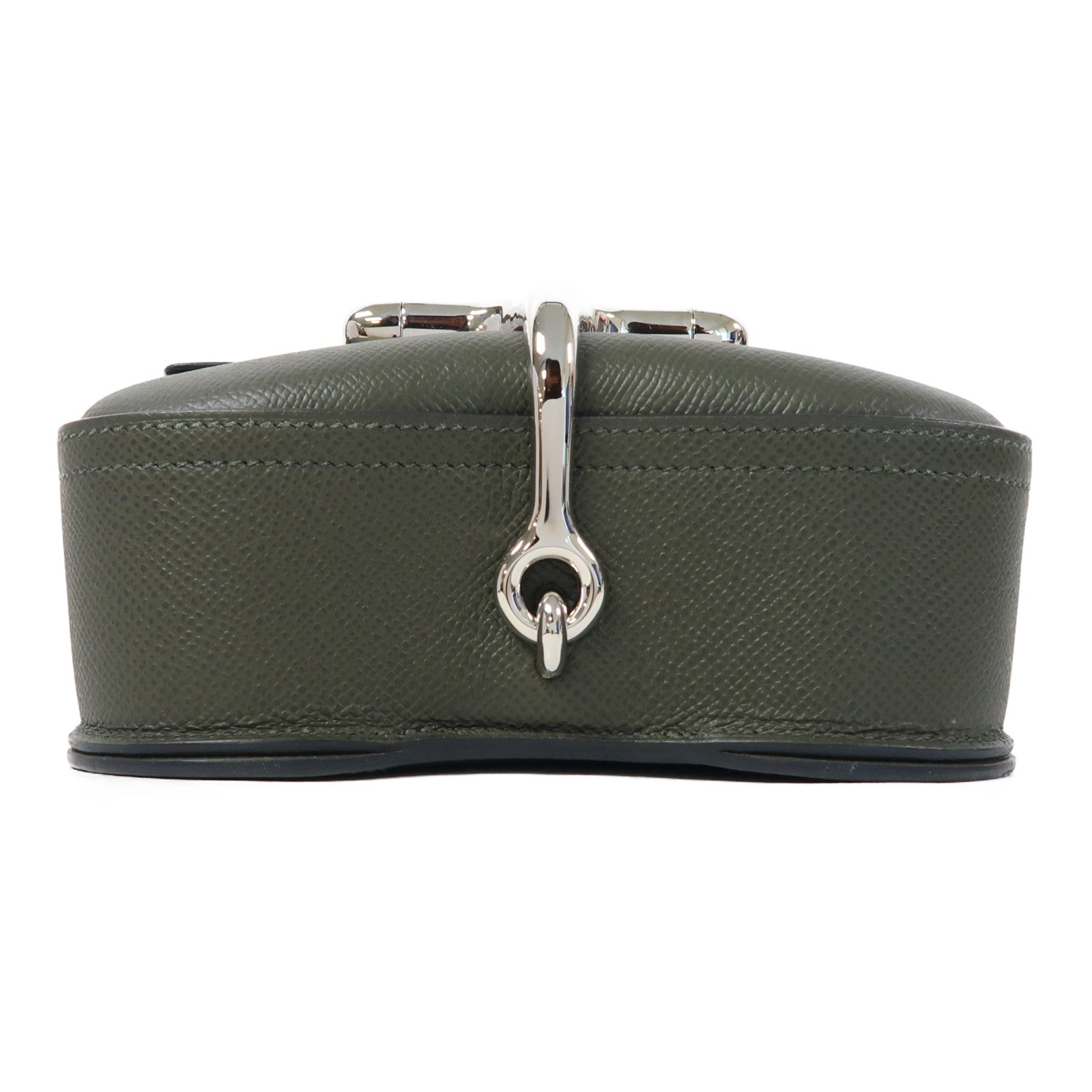 HERMES Epsom皮革Della Mini銀扣肩背袋Vert de Gris/灰色