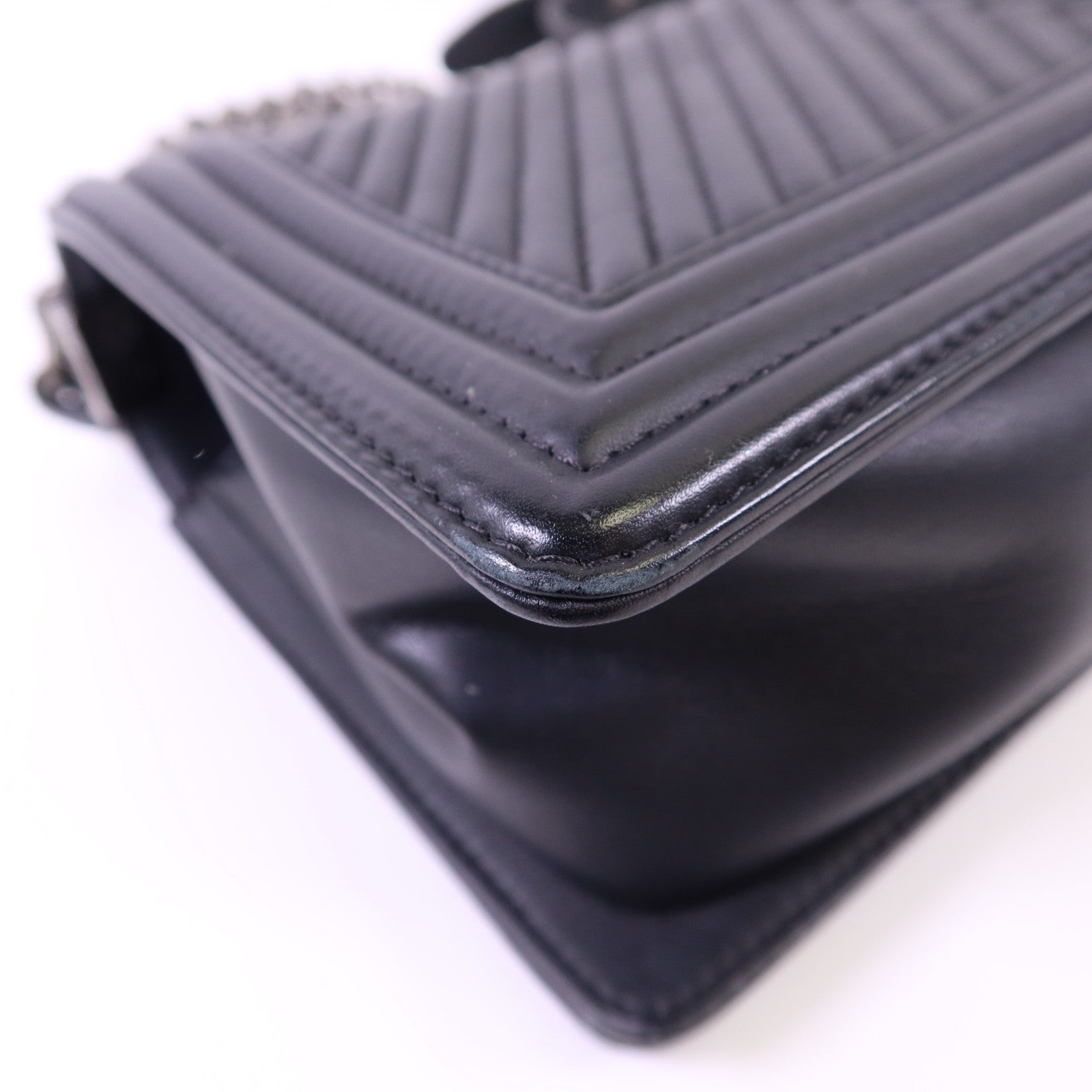 CHANEL 羊皮皮革Boy 25銀扣肩背袋