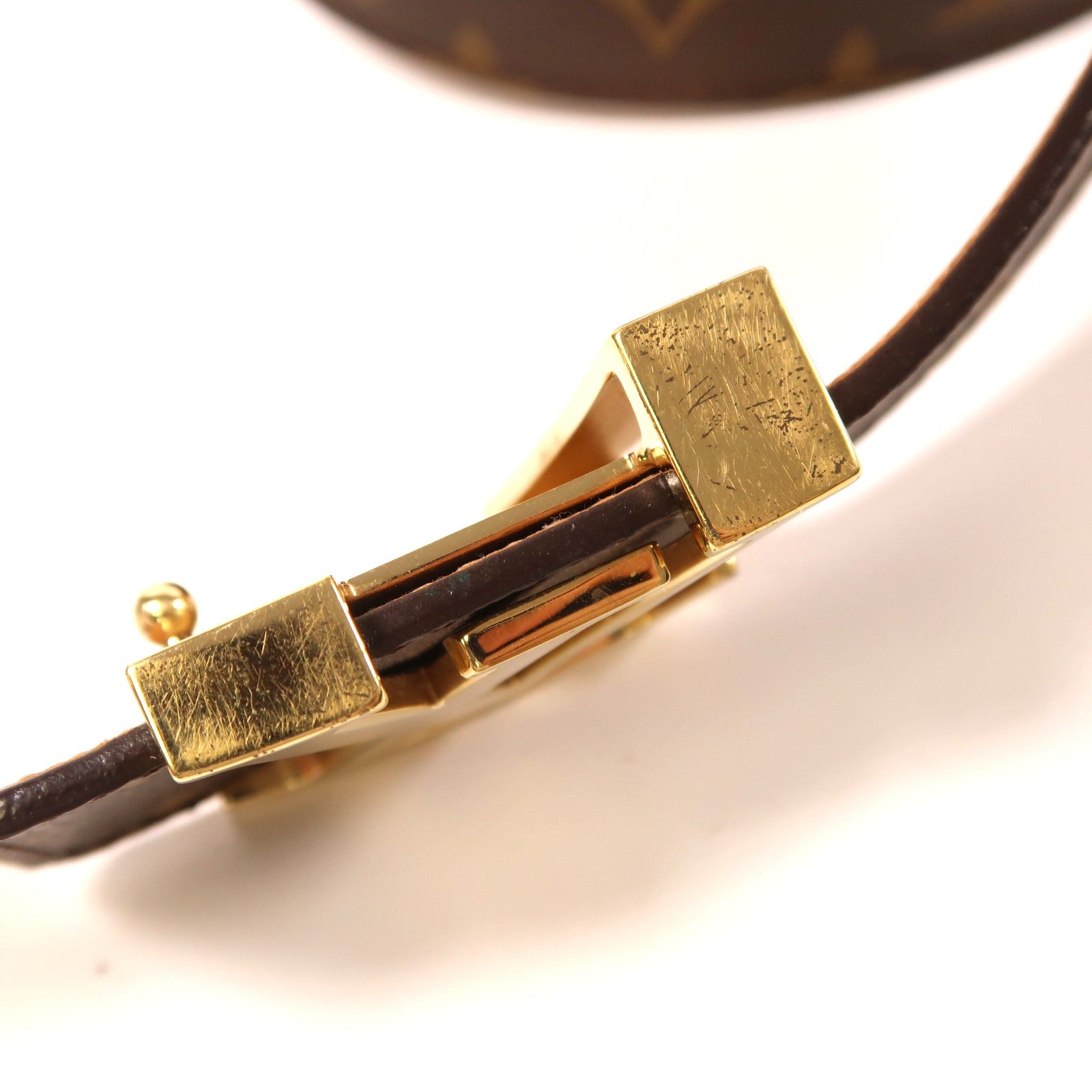 LOUIS VUITTON Monogram Initiales Belt金扣皮帶棕色