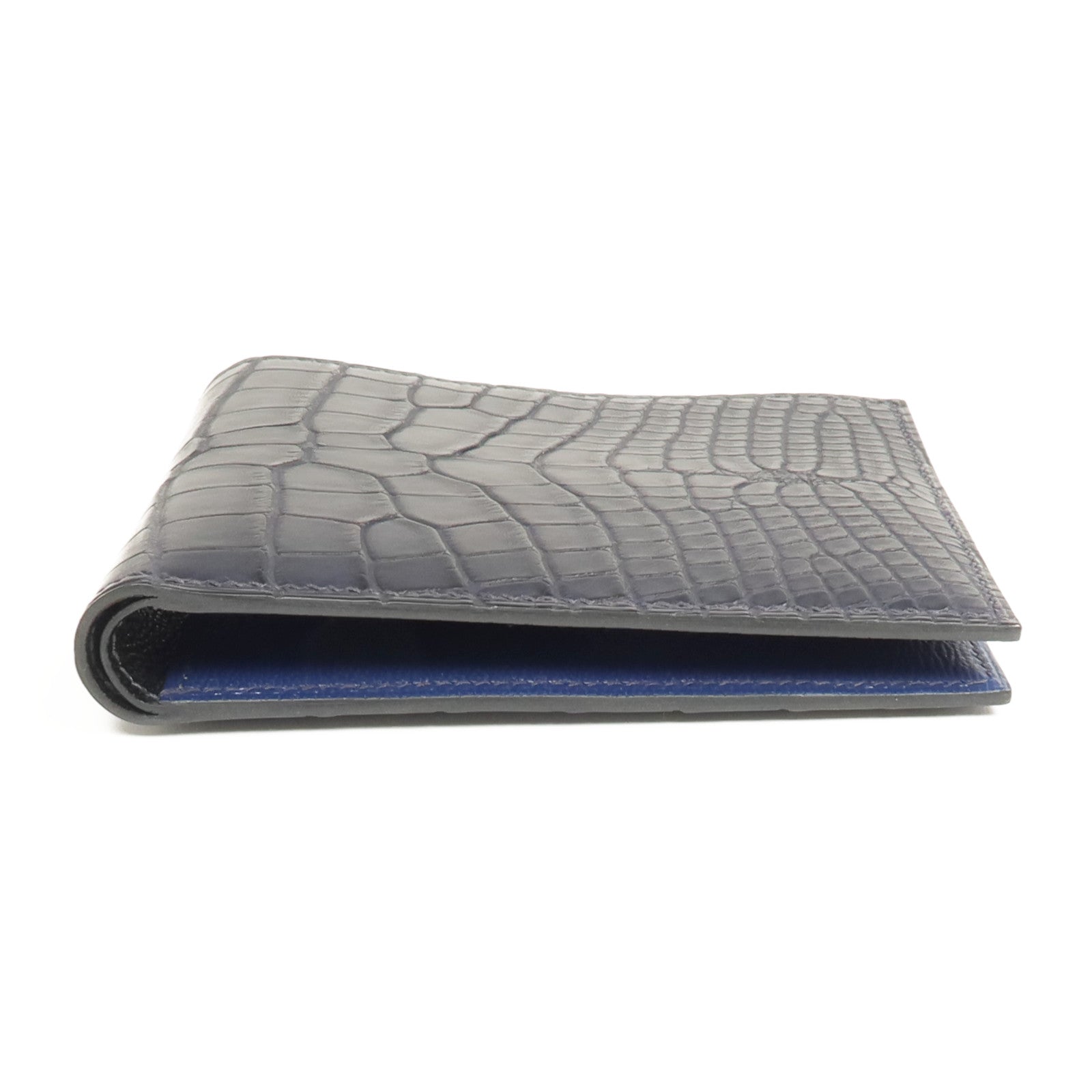 HERMES Alligator Mat皮革MC2 Copernic Wallet錢包Noir/Bleu Indigo/Bleu Marine