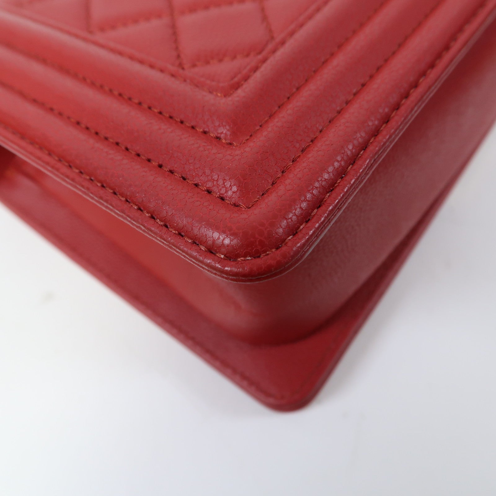CHANEL 【激減優惠】菱格Caviar皮革Chain Shoulder Bag金扣鏈帶肩背袋紅色