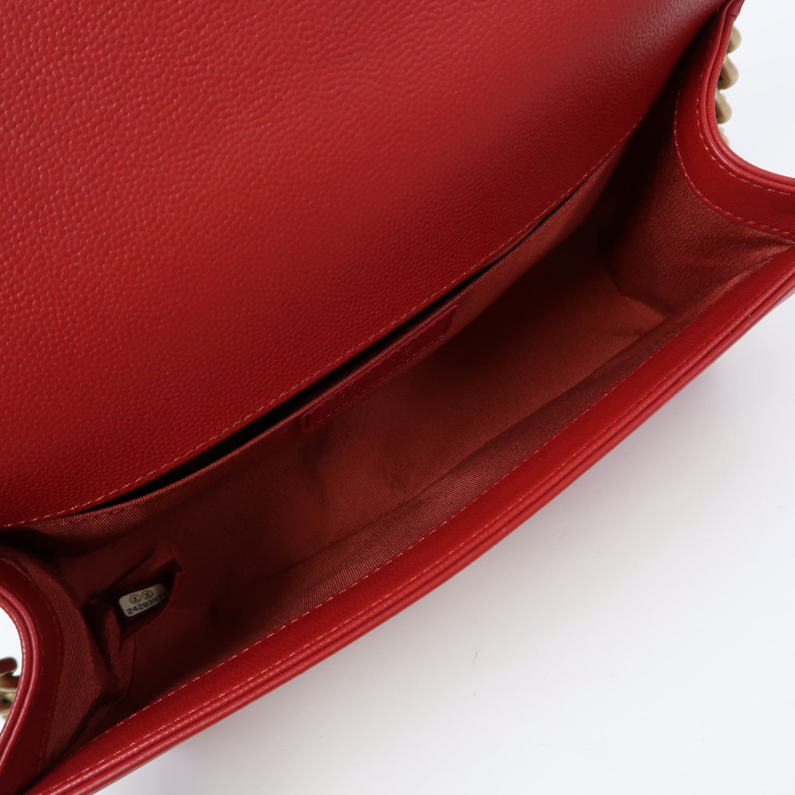 CHANEL 【激減優惠】菱格Caviar皮革Chain Shoulder Bag金扣鏈帶肩背袋紅色