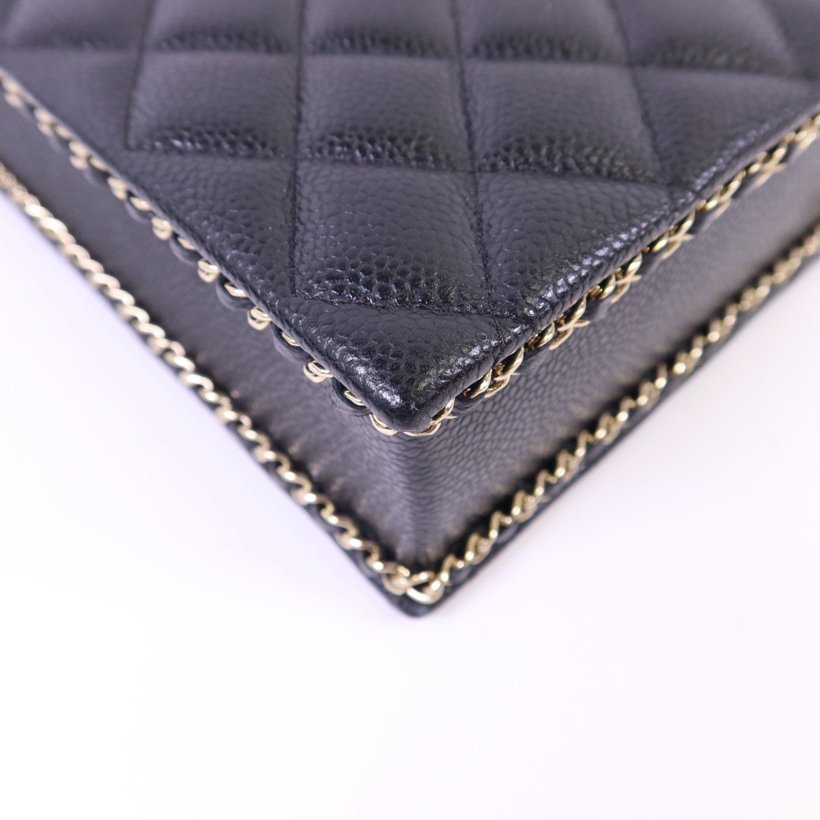 CHANEL 牛皮皮革Chain Shoulder金扣鏈帶肩背袋