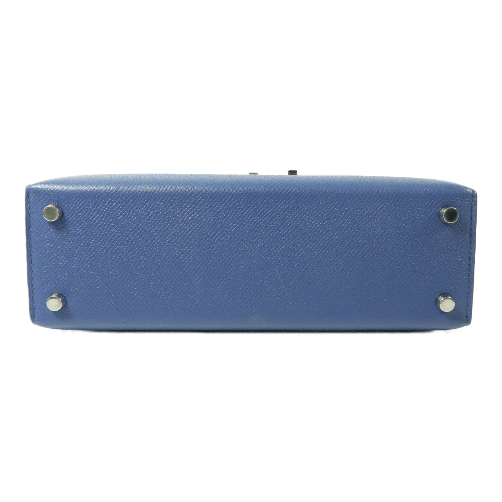HERMES Epsom皮革Verrou 23銀扣肩背袋Bleu Encre
