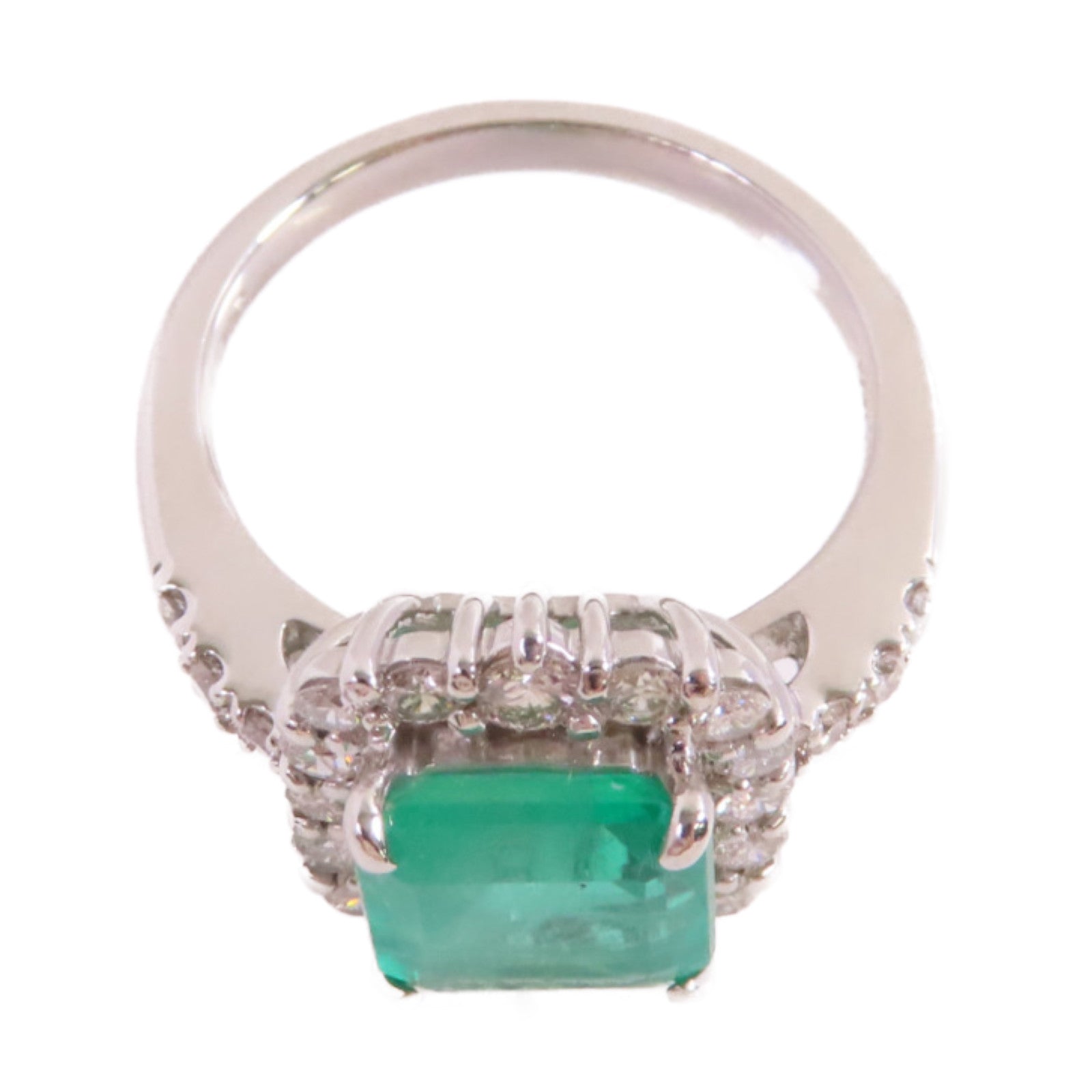JEWELRY PT950鉑金/2.21ct綠寶石/0.65ct鑚石Emerald Diamond Ring戒指US#5.75