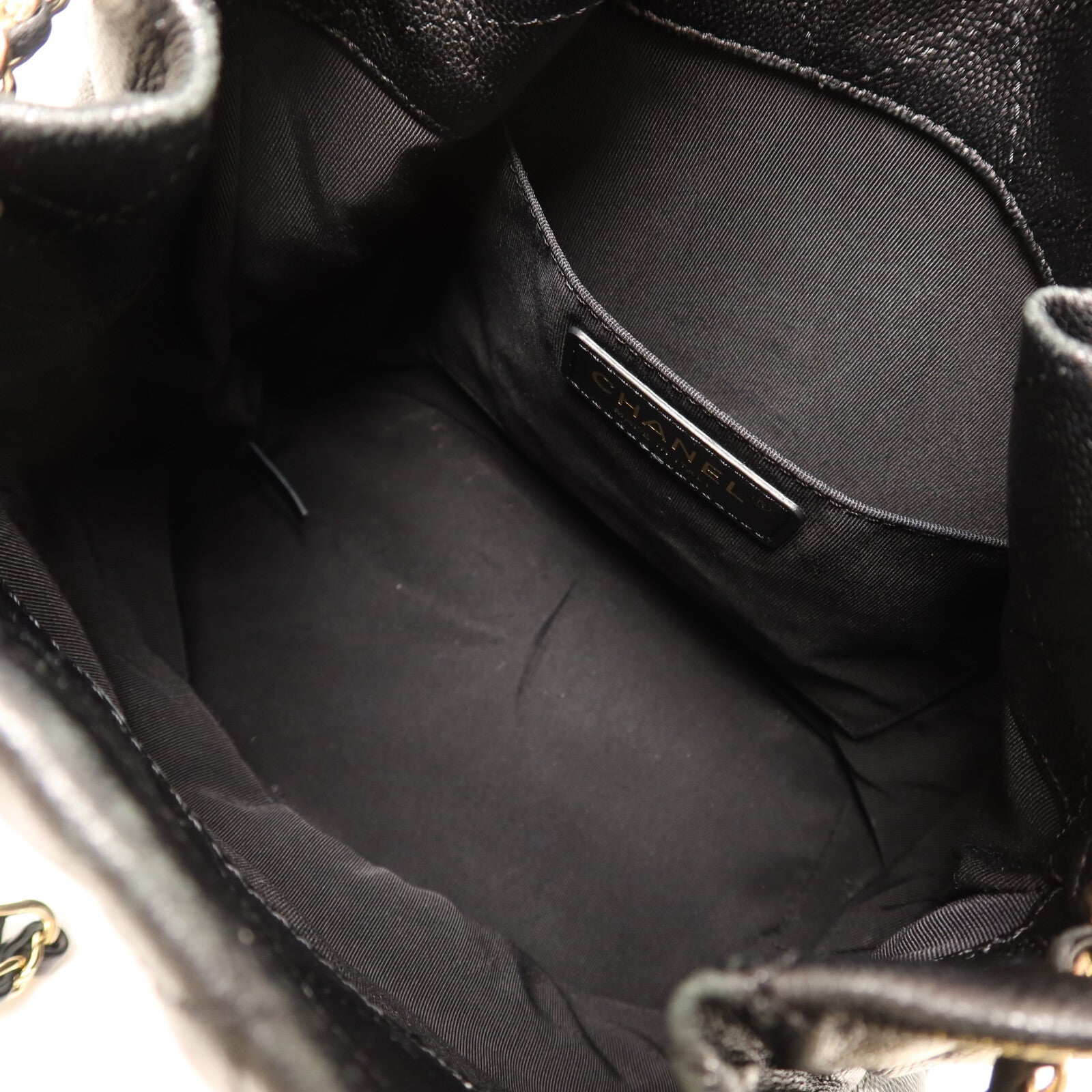 CHANEL 牛皮皮革Bucket Bag金扣鏈帶手挽肩背兩用袋