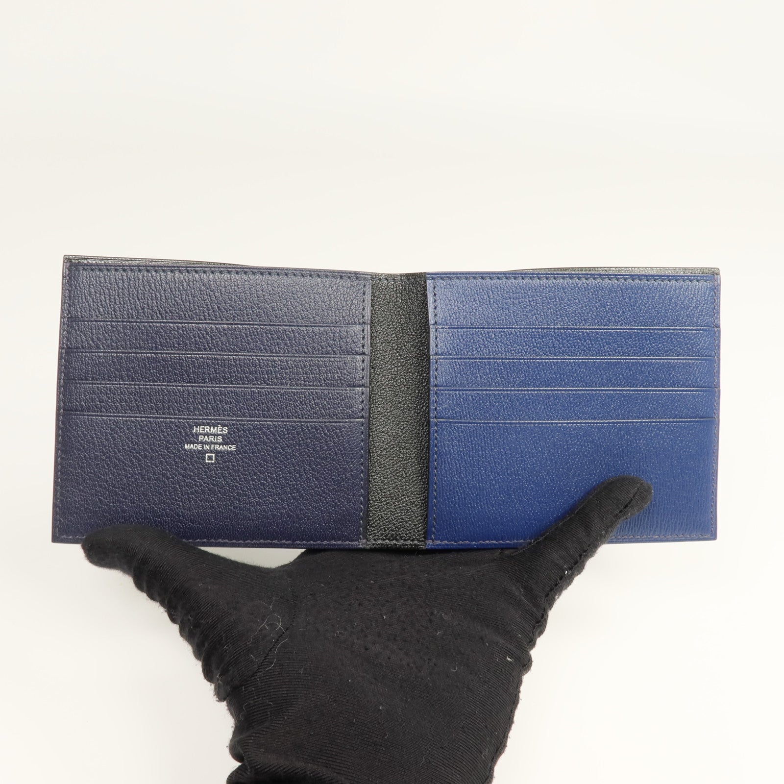 HERMES Alligator Mat皮革MC2 Copernic Wallet錢包Noir/Bleu Indigo/Bleu Marine