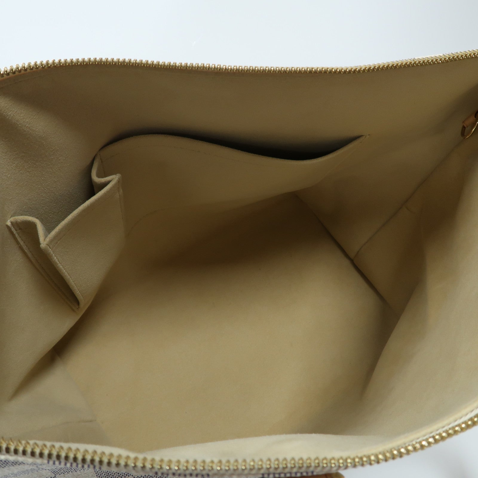 LOUIS VUITTON Damier Azur Saleya MM金扣肩背袋白色