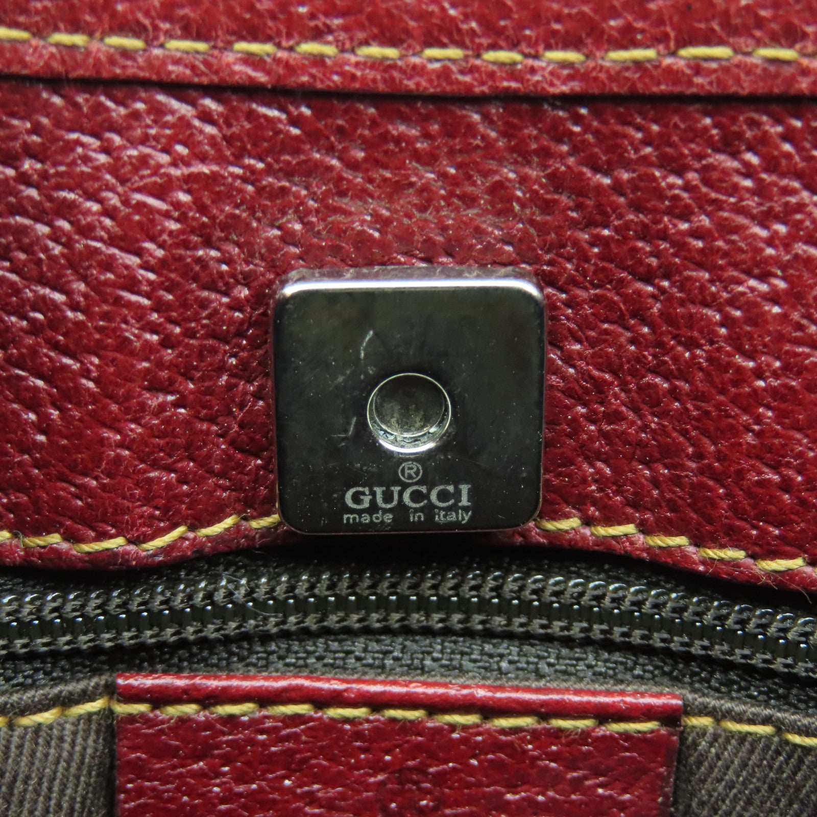 GUCCI 【清倉大減價】帆布/皮革Shoulder Bag銀扣肩背袋啡色/紅色