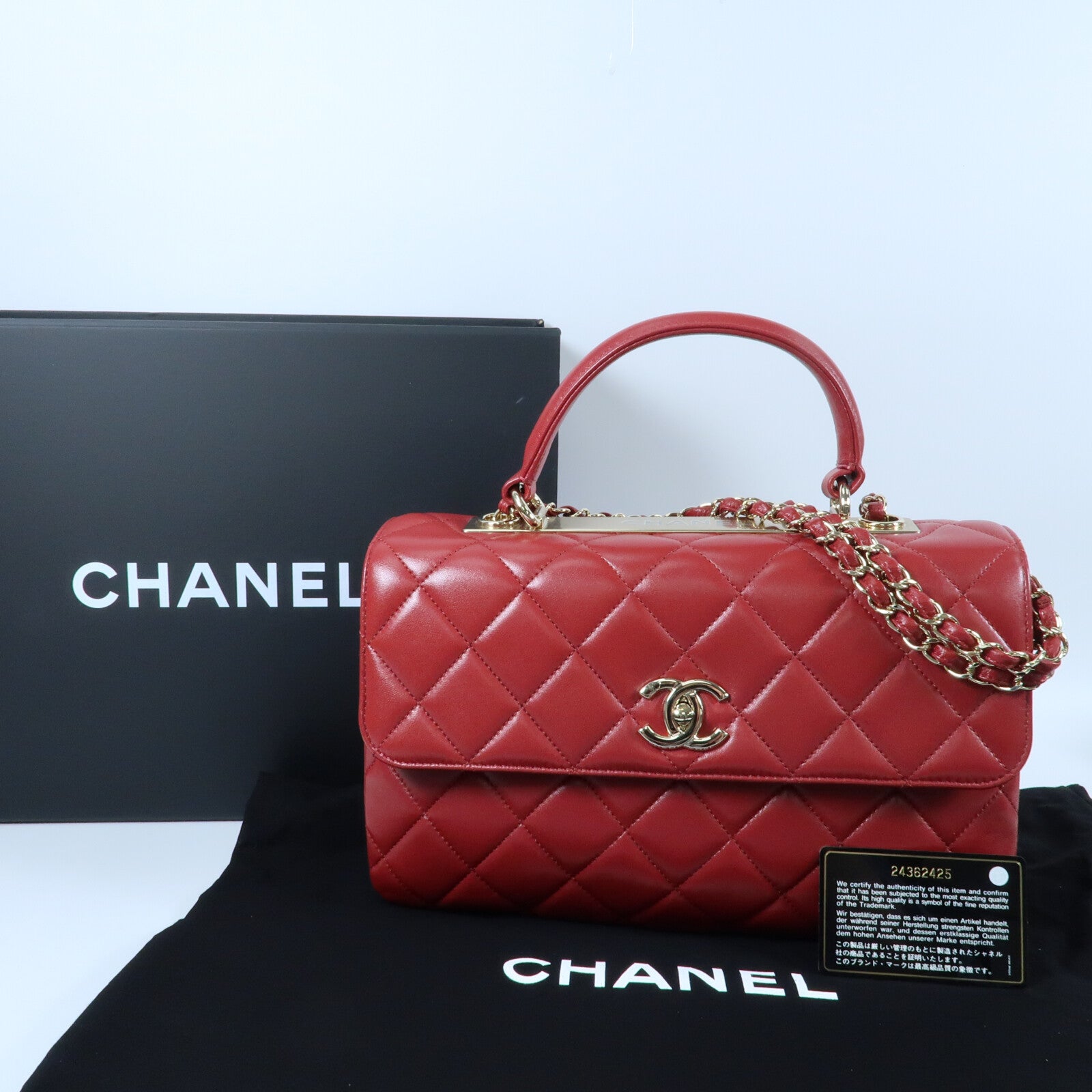 CHANEL 羊皮皮革Trendy CC金扣鏈帶手挽肩背兩用袋