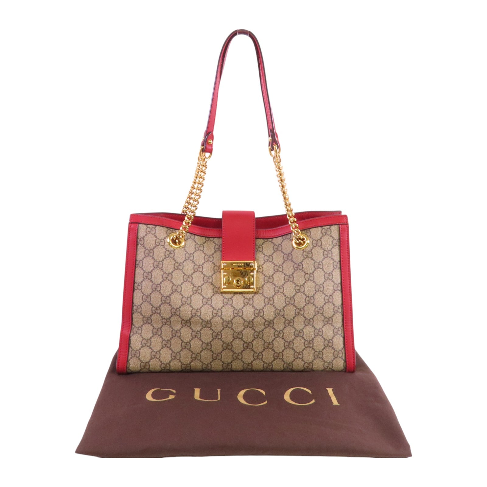 GUCCI GG GHW Padlock GG Chain Shoulder Bag 479197 Coated Canvas
