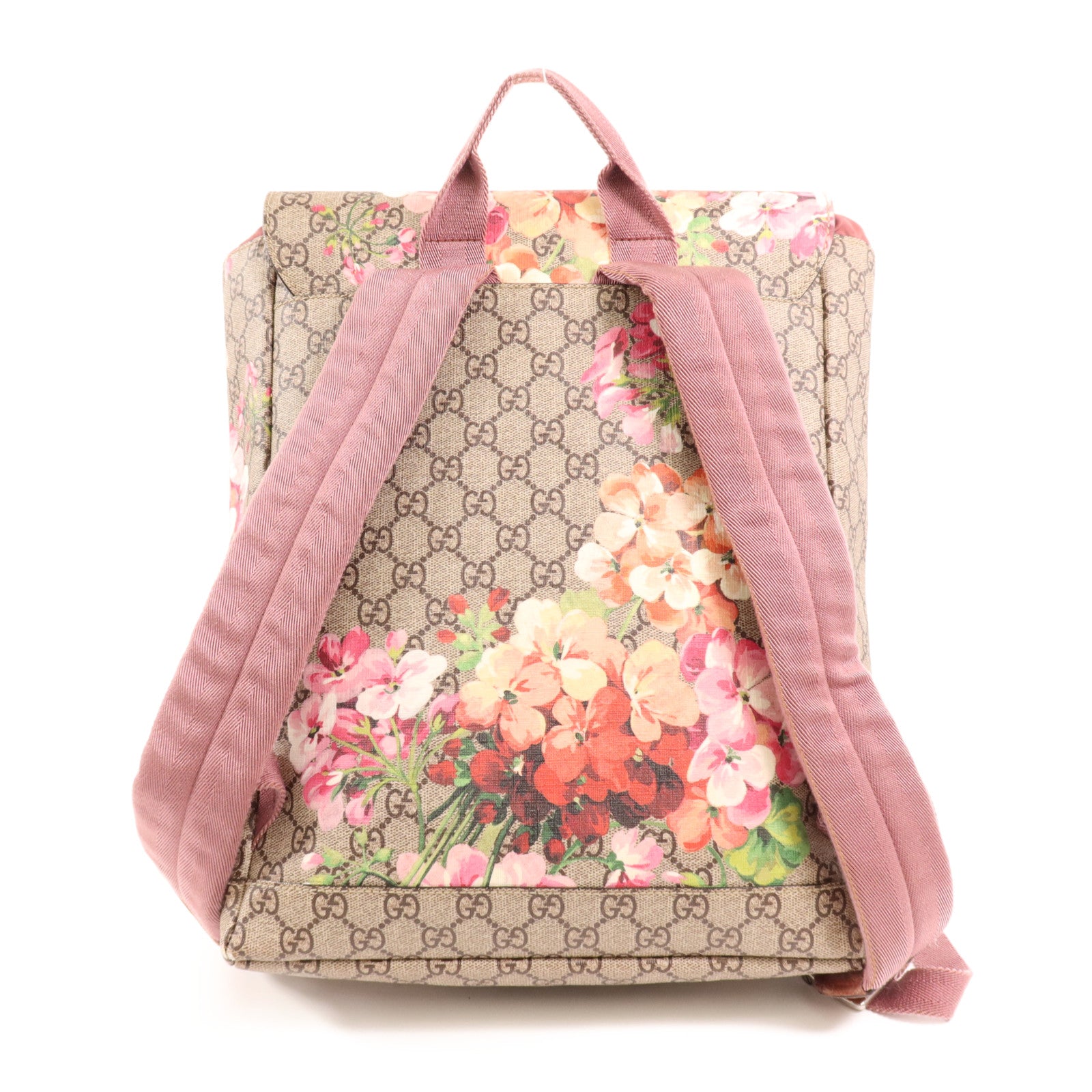 GUCCI 塗層帆布GG Supreme Blooms Backpack銀扣背包
