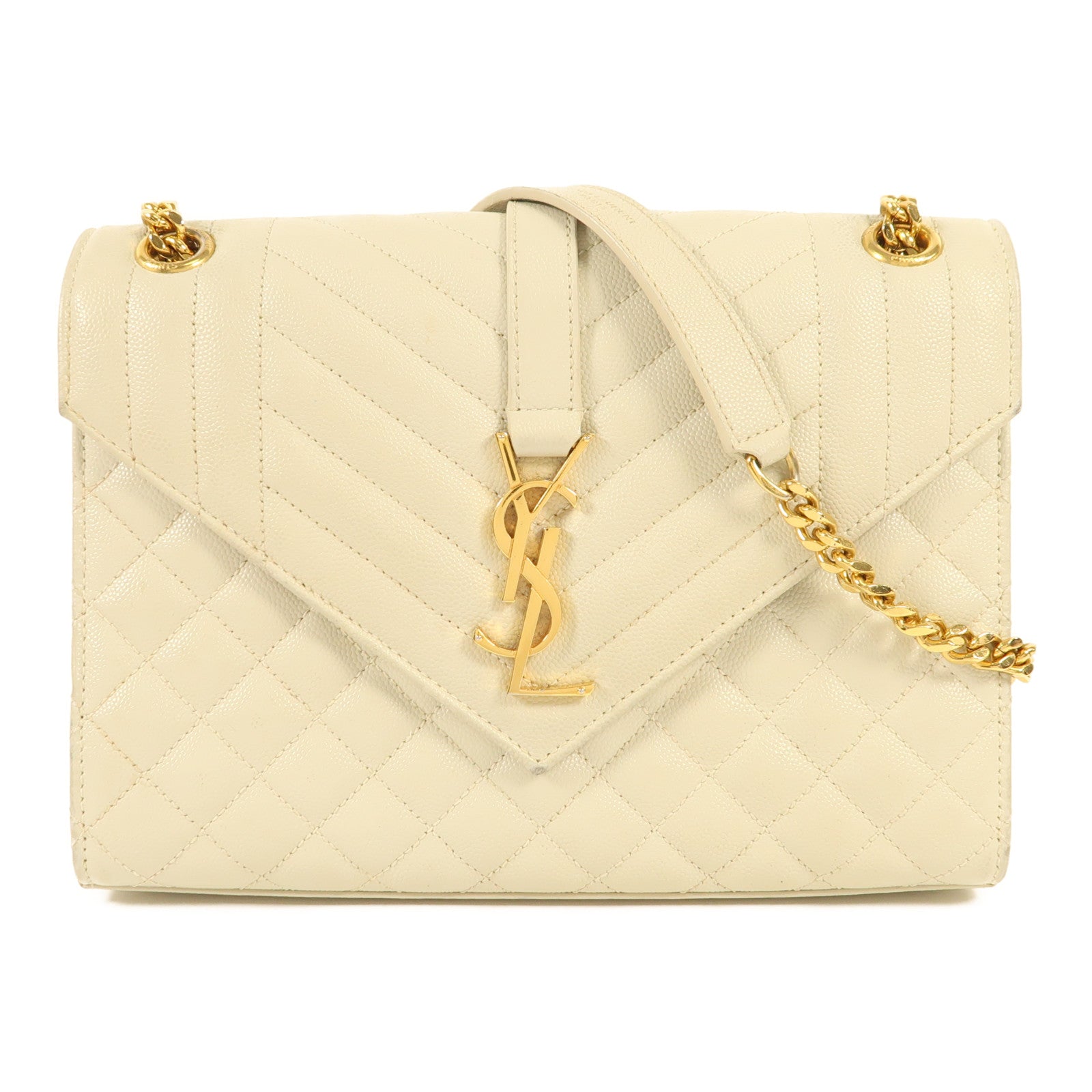 SAINT LAURENT 牛皮皮革Chain Shoulder金扣鏈帶肩背袋