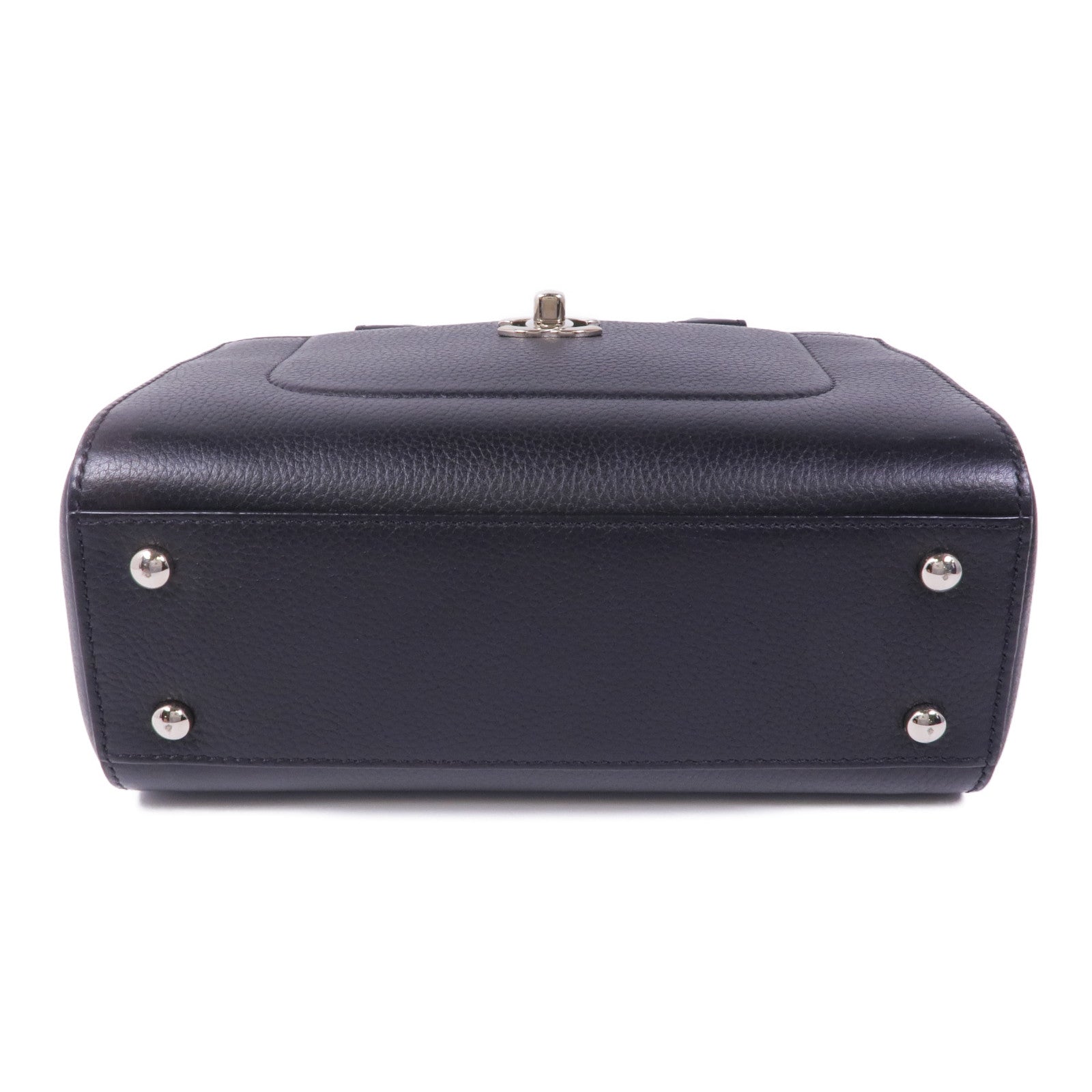CHANEL 牛皮皮革Handbag銀扣手挽袋