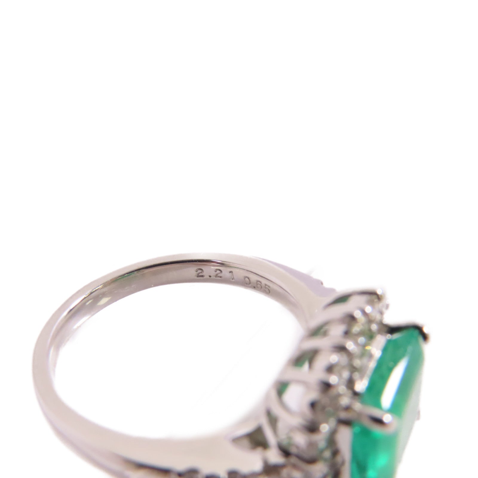 JEWELRY PT950鉑金/2.21ct綠寶石/0.65ct鑚石Emerald Diamond Ring戒指US#5.75