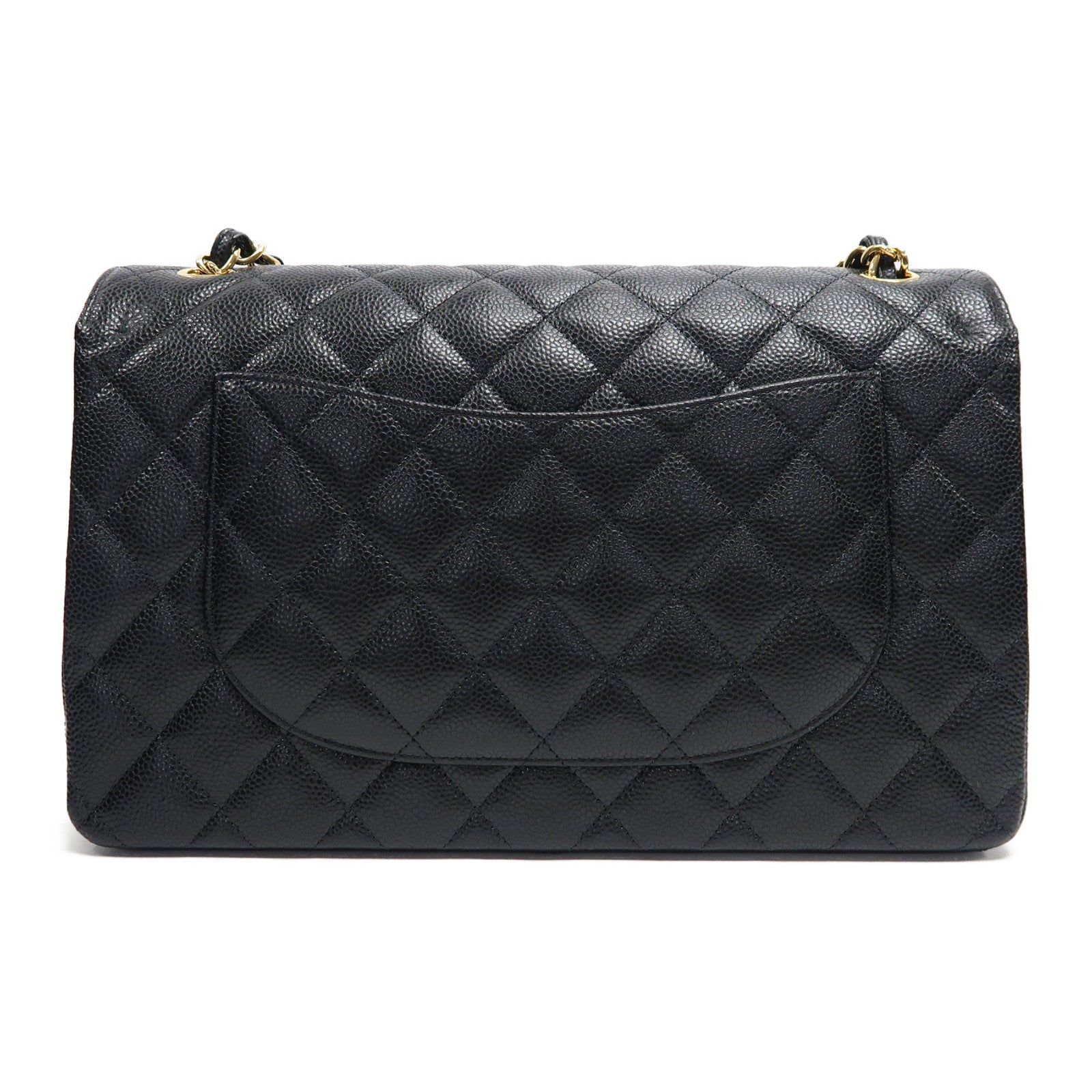 CHANEL 菱格皮革Classic Jumbo金扣鏈帶肩背袋黑色