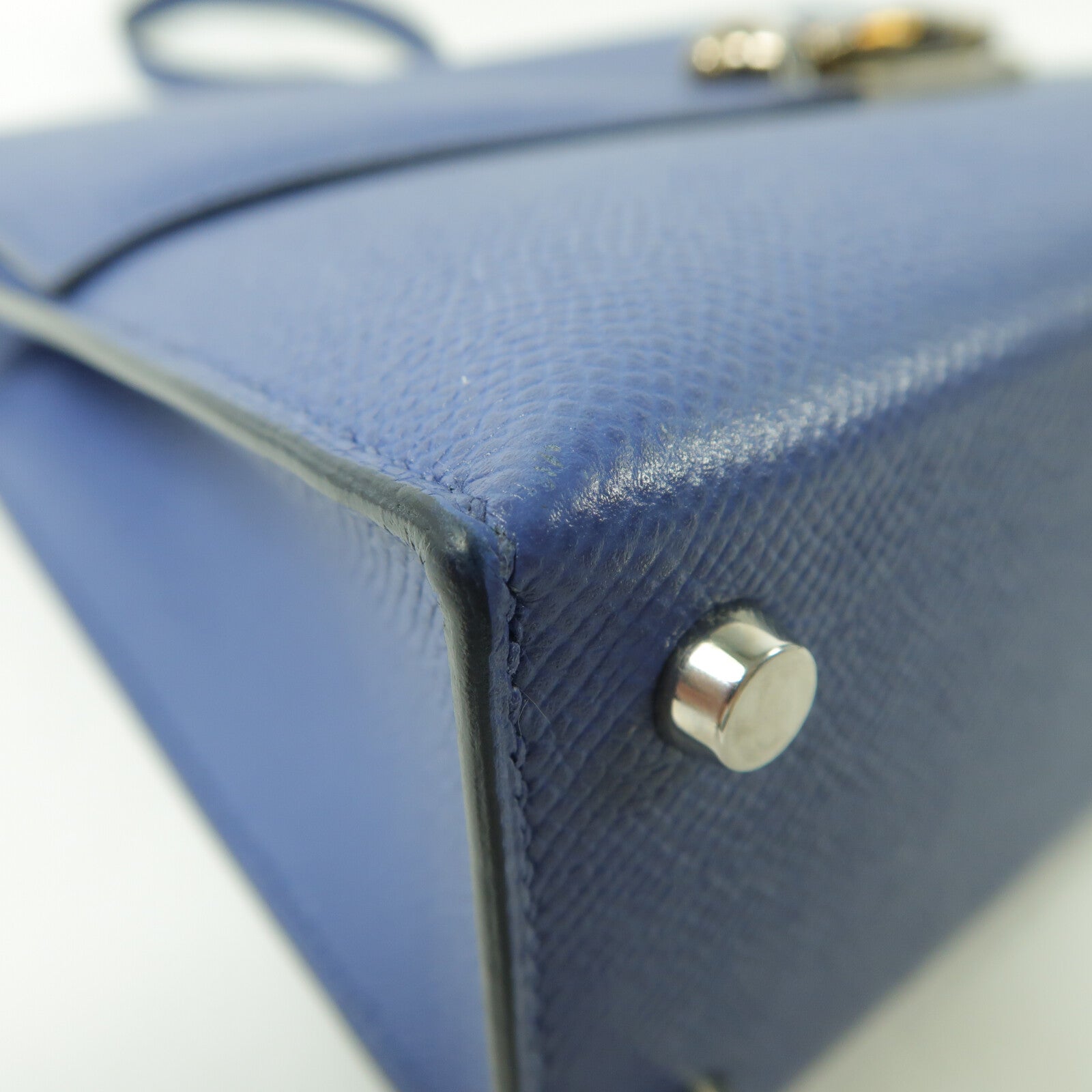 HERMES Epsom皮革Verrou 23銀扣肩背袋Bleu Encre