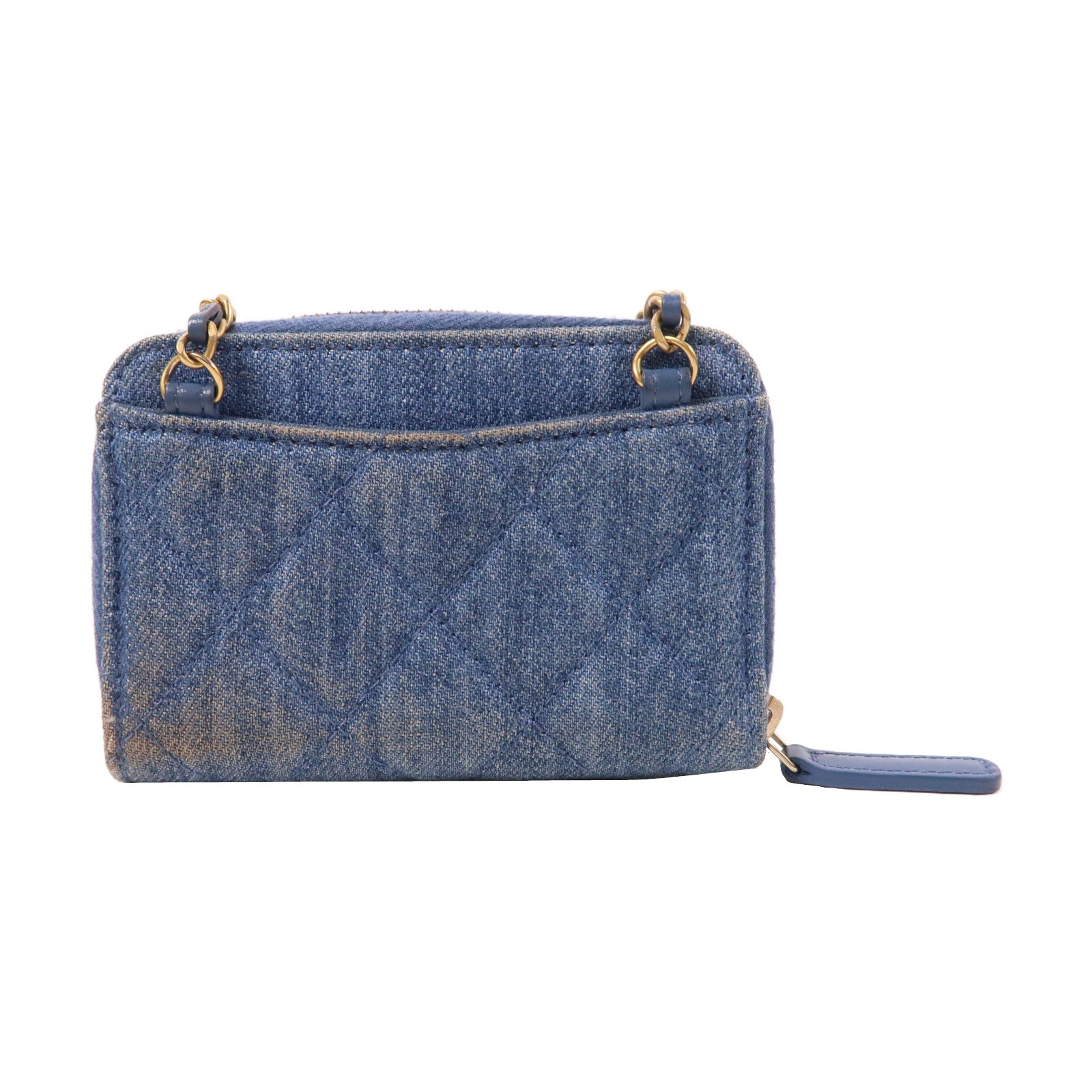 CHANEL 【激減優惠】菱格牛仔布Chain Shoulder Bag金扣鏈帶肩背袋藍色