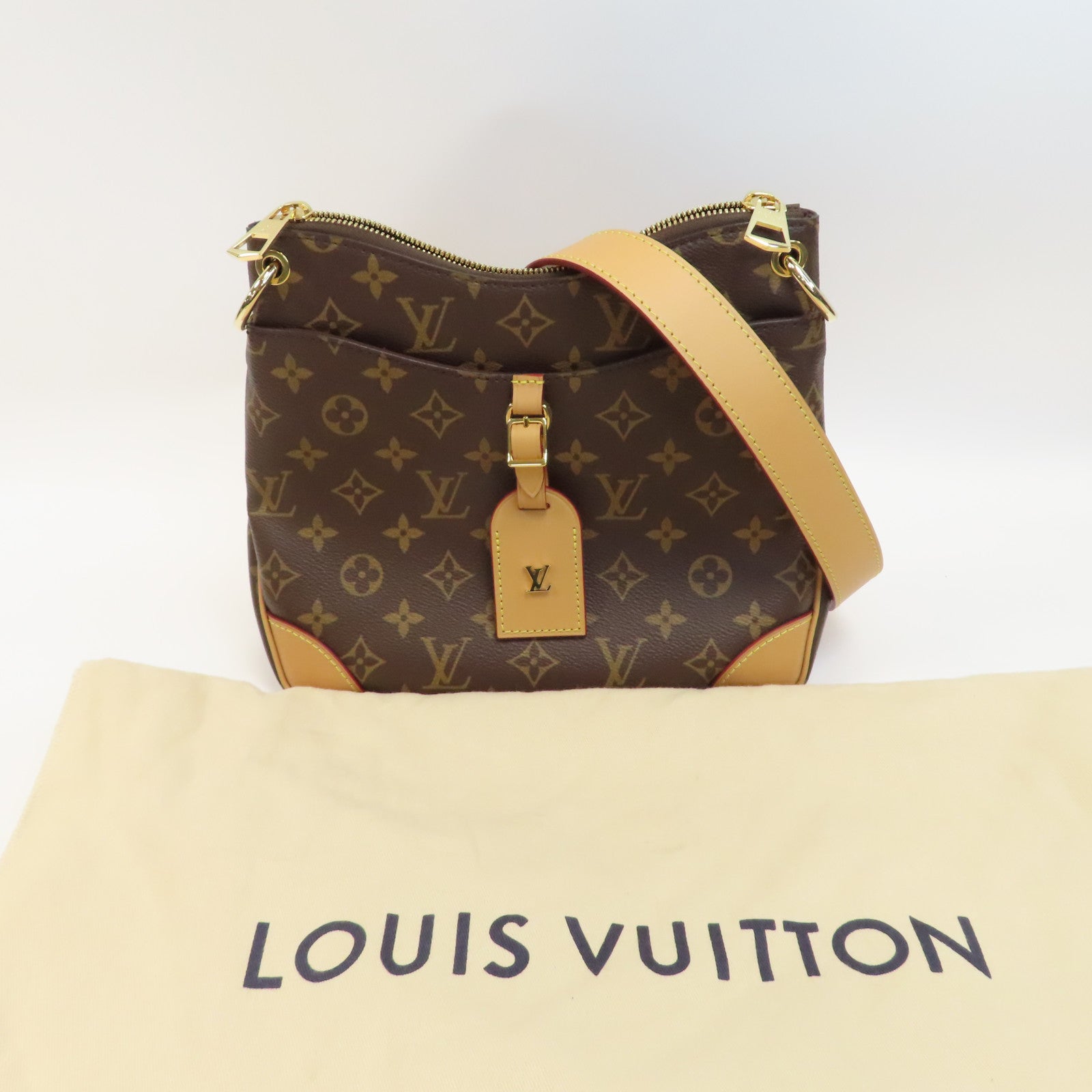 LOUIS VUITTON Monogram Odeon PM金扣肩背袋啡色