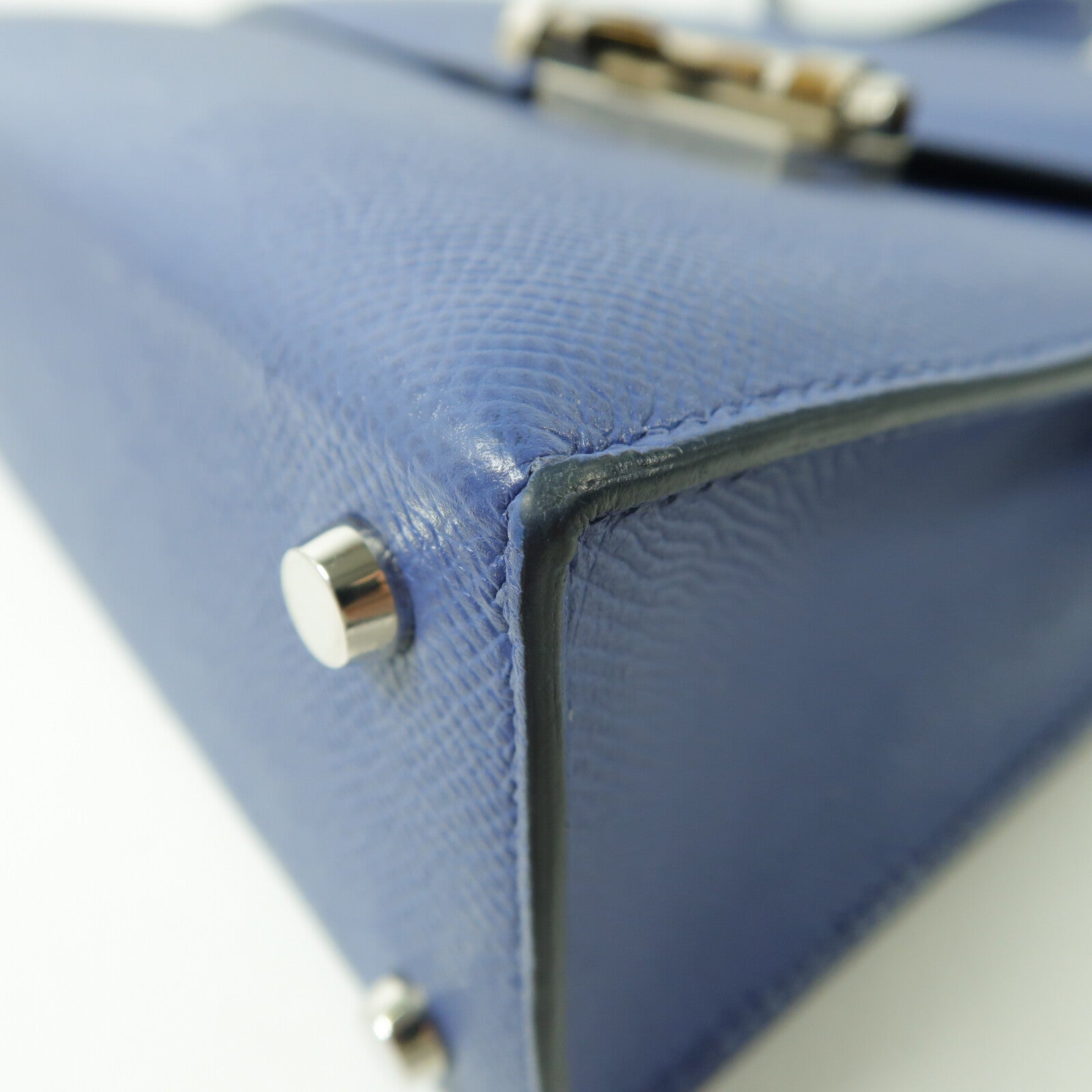 HERMES Epsom皮革Verrou 23銀扣肩背袋Bleu Encre