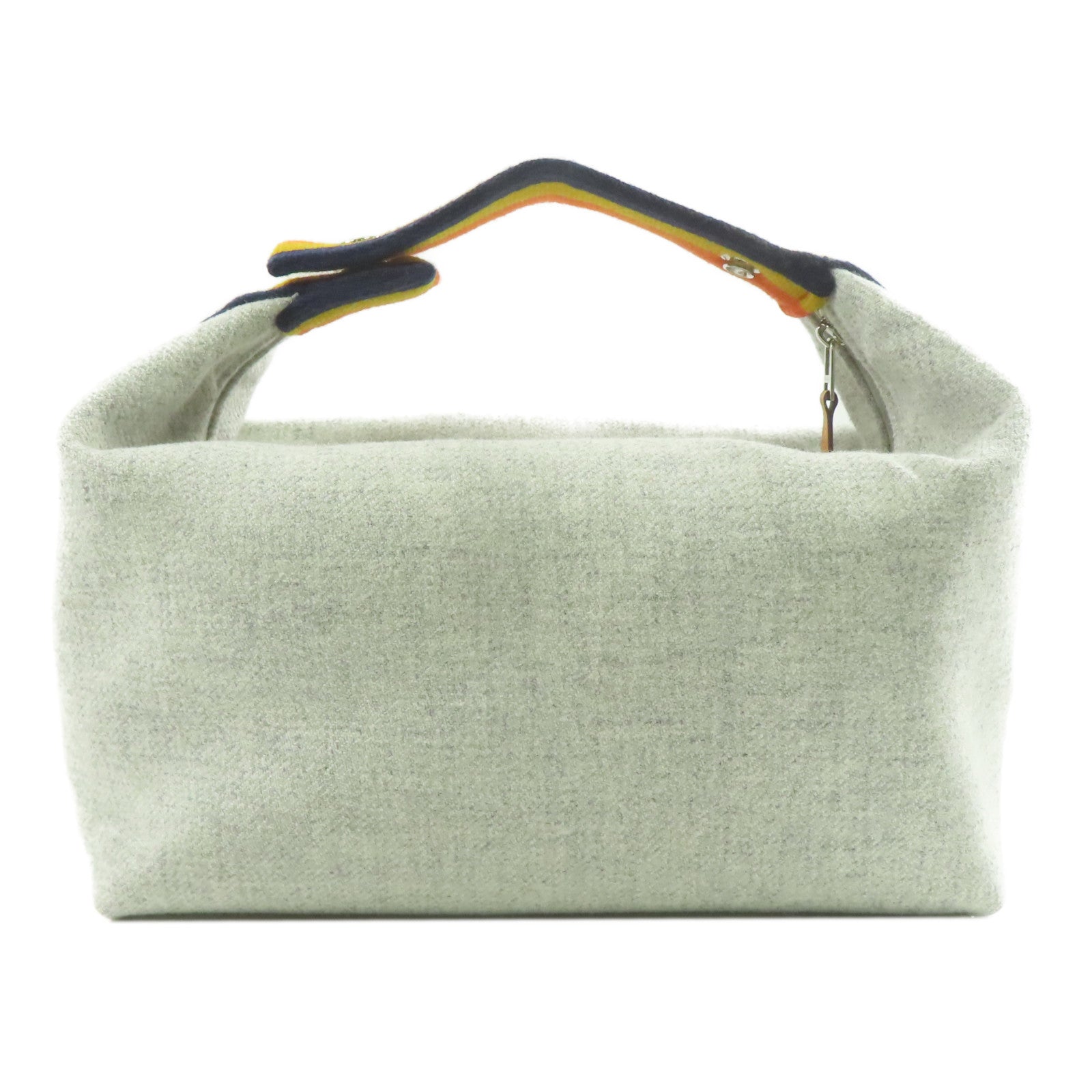 HERMES Toile H帆布Bride a Brac銀扣手挽袋灰色