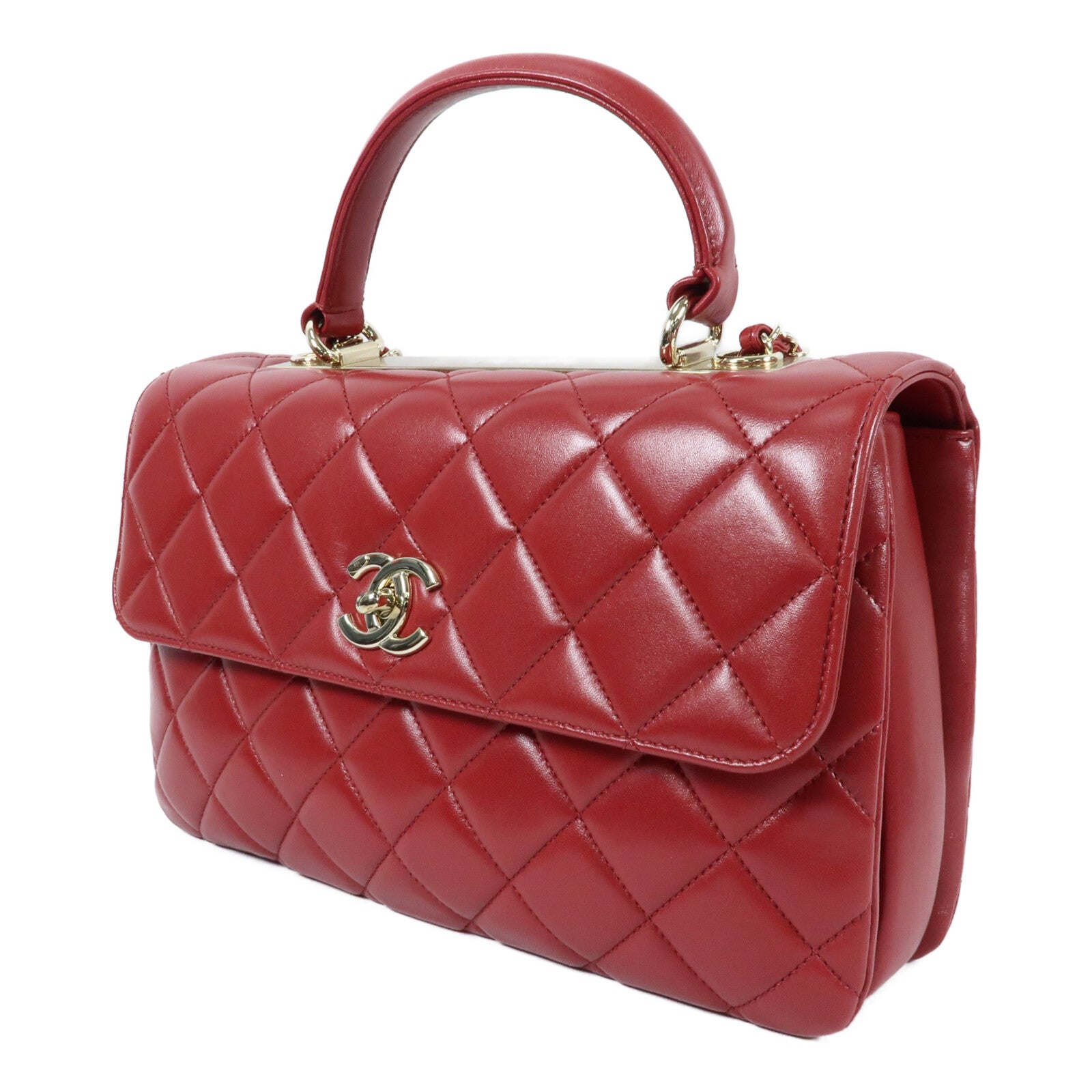 CHANEL 羊皮皮革Trendy CC金扣鏈帶手挽肩背兩用袋