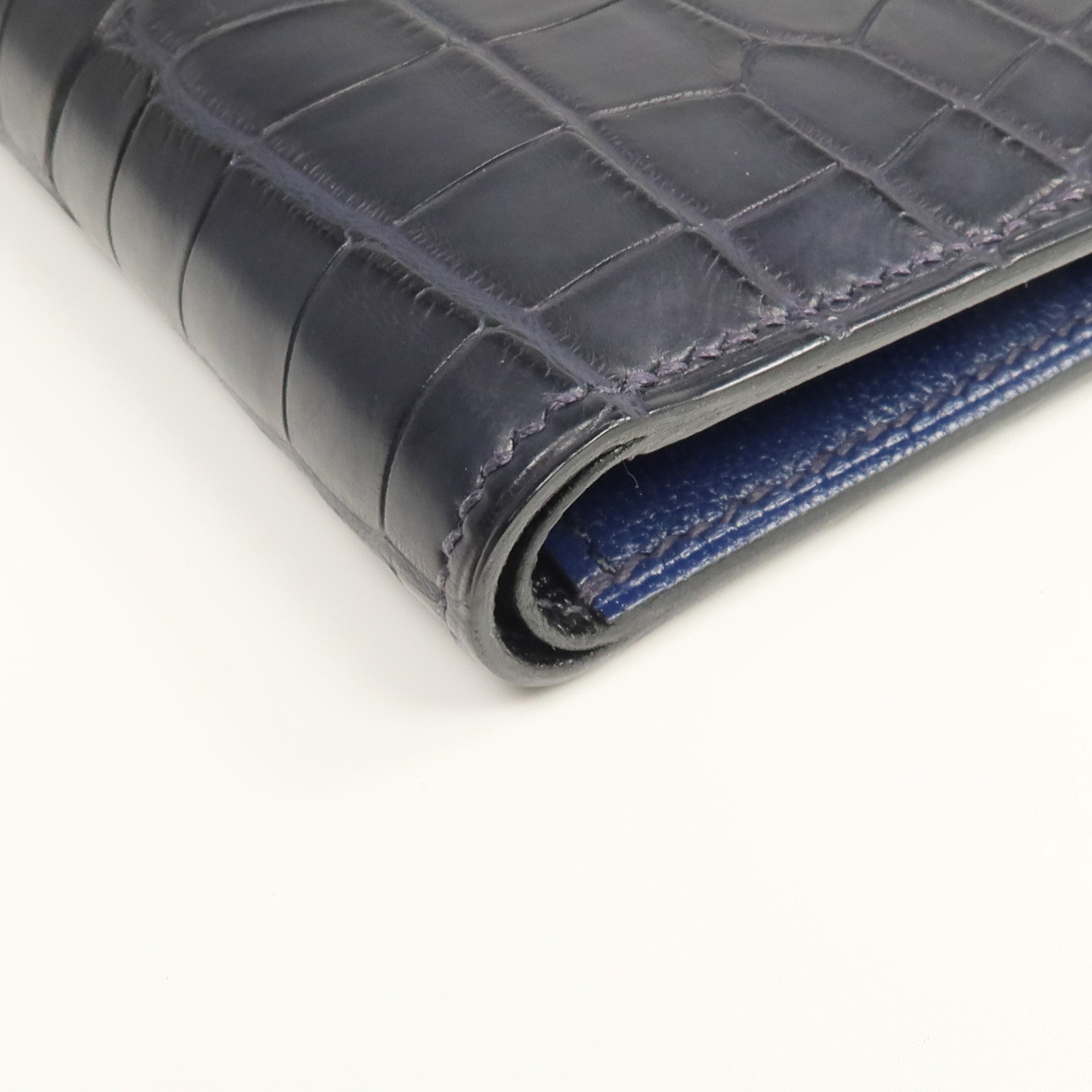 HERMES Alligator Mat皮革MC2 Copernic Wallet錢包Noir/Bleu Indigo/Bleu Marine