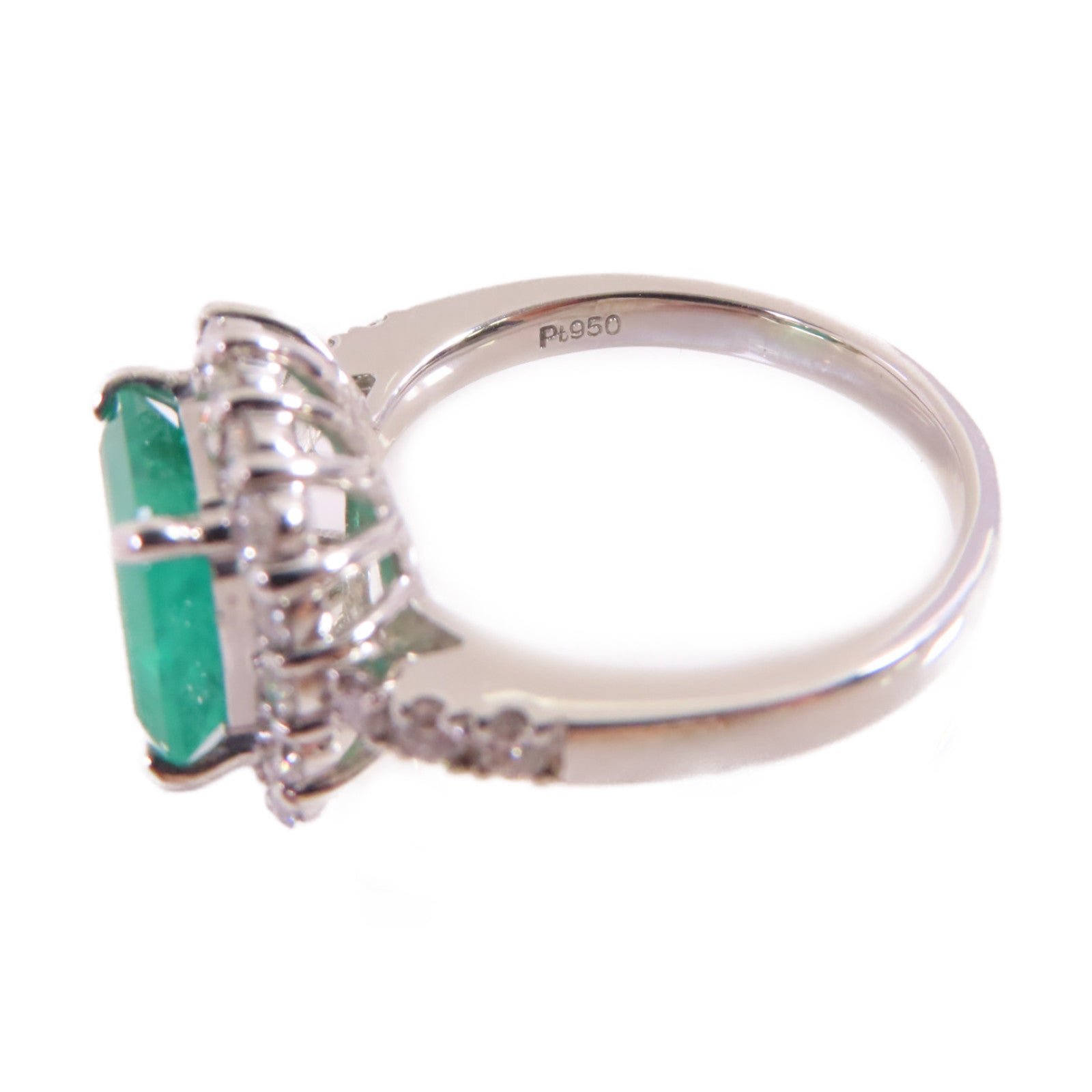 JEWELRY PT950鉑金/2.21ct綠寶石/0.65ct鑚石Emerald Diamond Ring戒指US#5.75