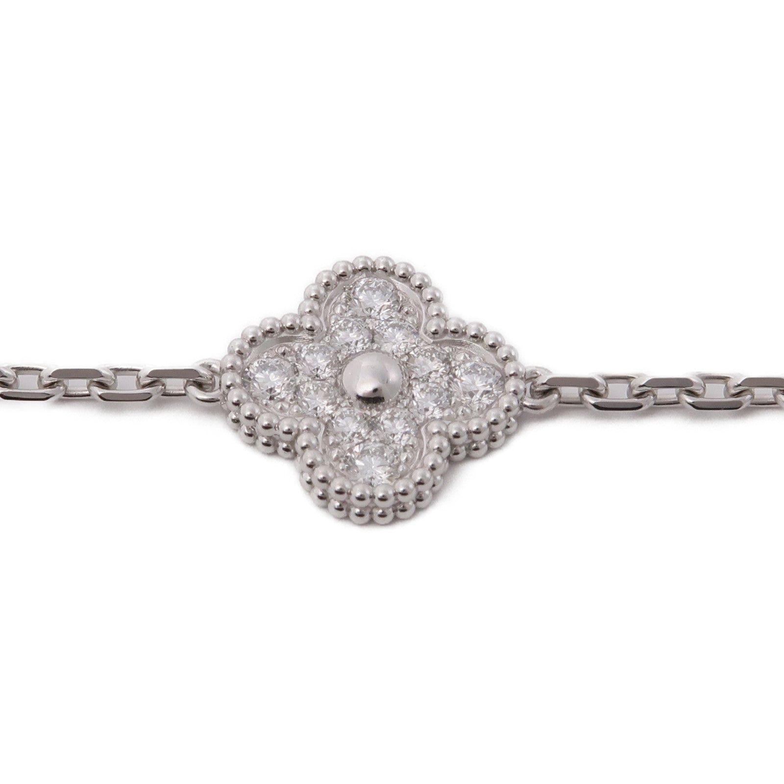 Van Cleef & Arpels 18K白金/鑽石Vintage Alhambra 5 motifs手鏈