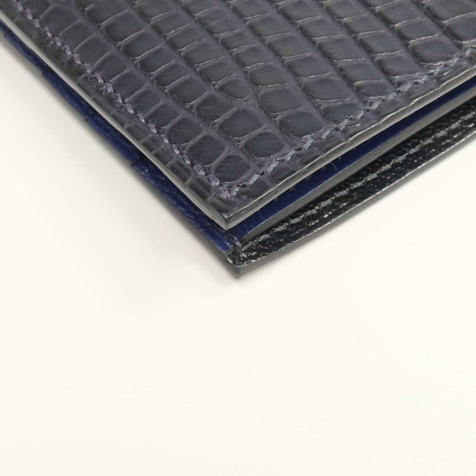 HERMES Alligator Mat皮革MC2 Copernic Wallet錢包Noir/Bleu Indigo/Bleu Marine